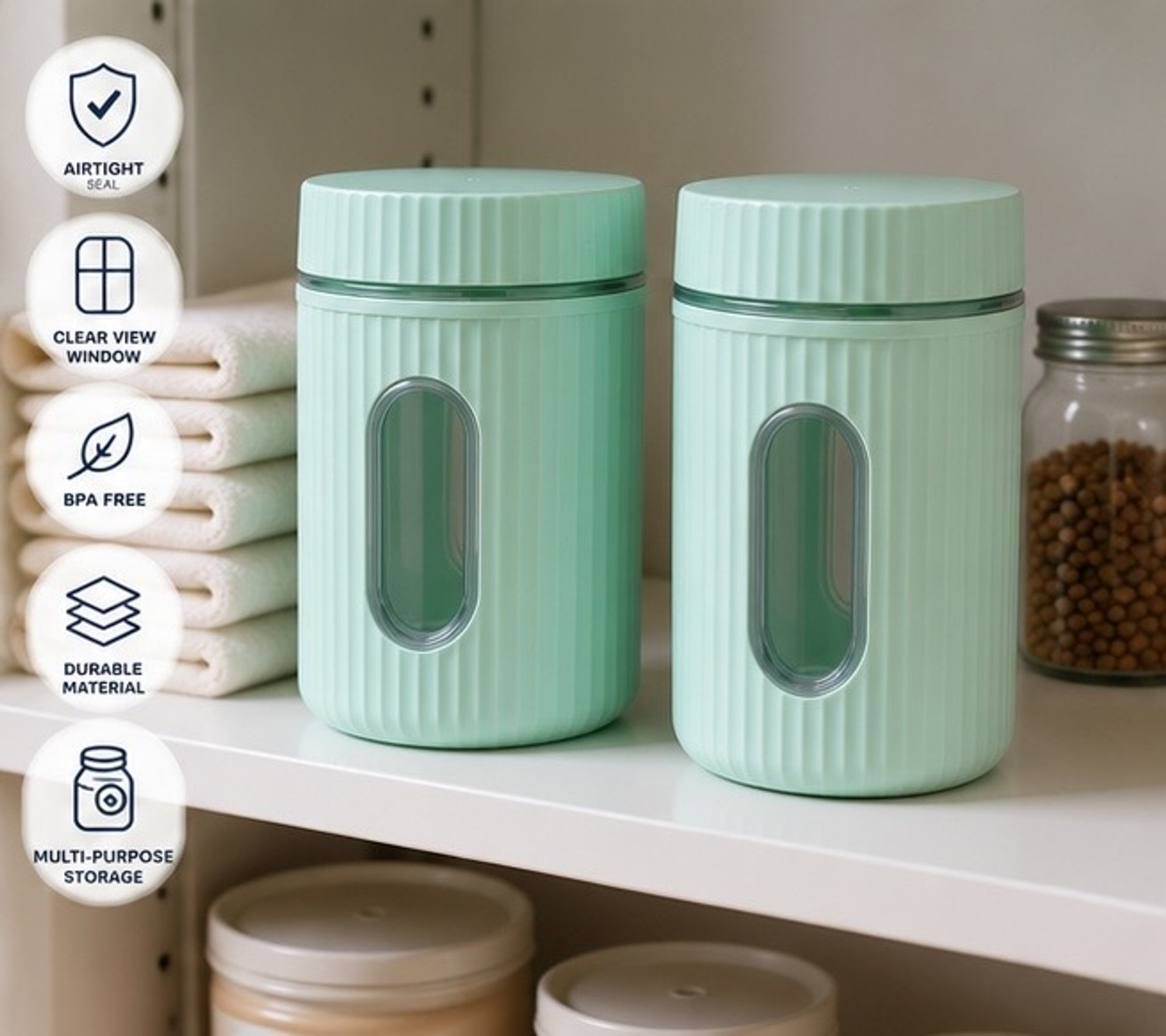 Image of SCIVER Plastic Grocery Container - 2400 ml (Pack of 3, Multicolor)