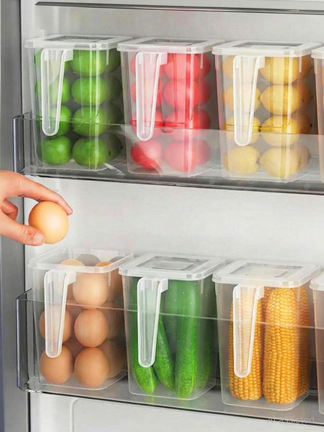 Image of 2Mech Plastic Fridge Container - 1100 ml (Pack of 6, Clear)