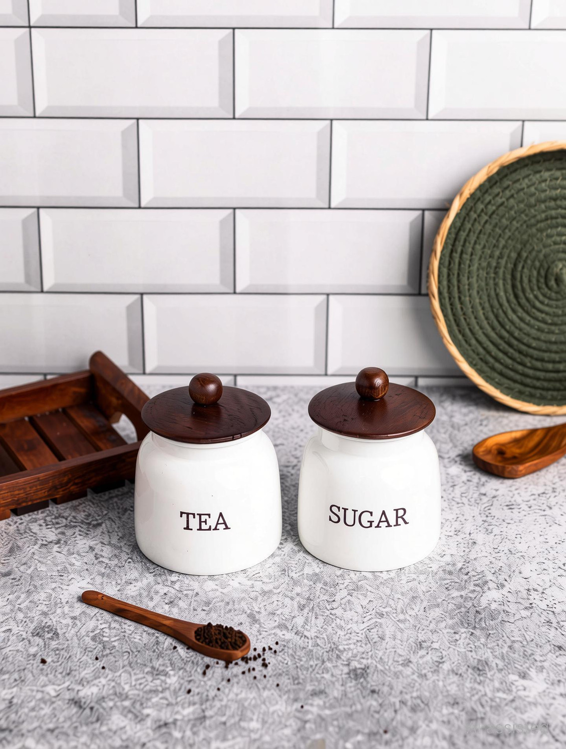 Image of ARxyz Iron Tea Coffee & Sugar Container - 500 ml (Pack of 2, Off White)