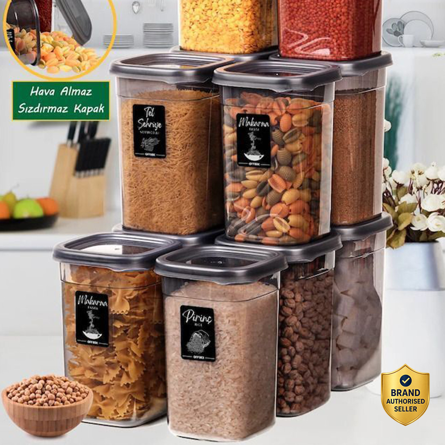 Image of Flipkart SmartBuy Plastic Grocery Container - 1 L (Pack of 12, Clear, Black)