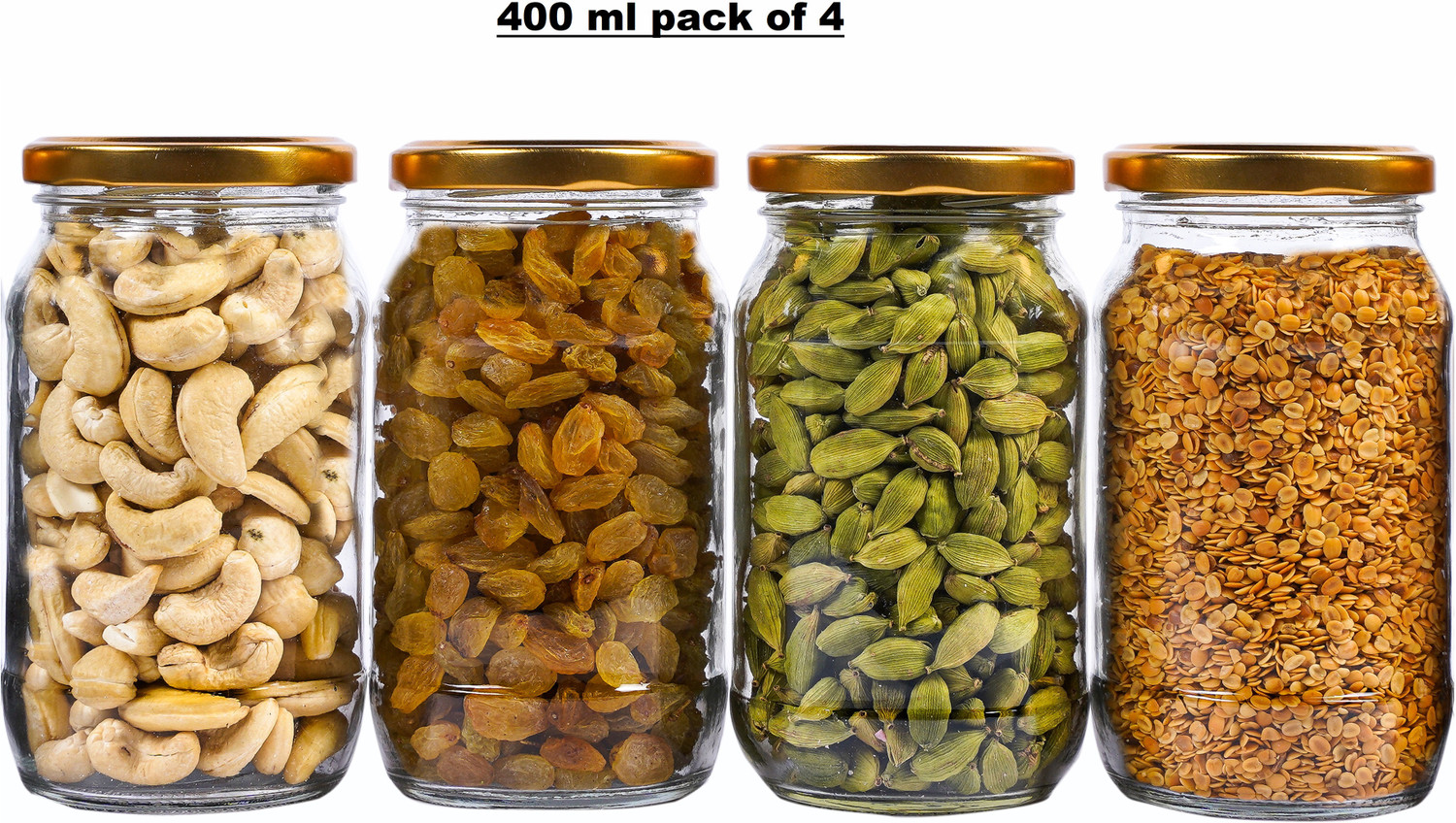 Image of PANEL'S Glass Tea Coffee & Sugar Container - 450 ml (Pack of 4, Clear)