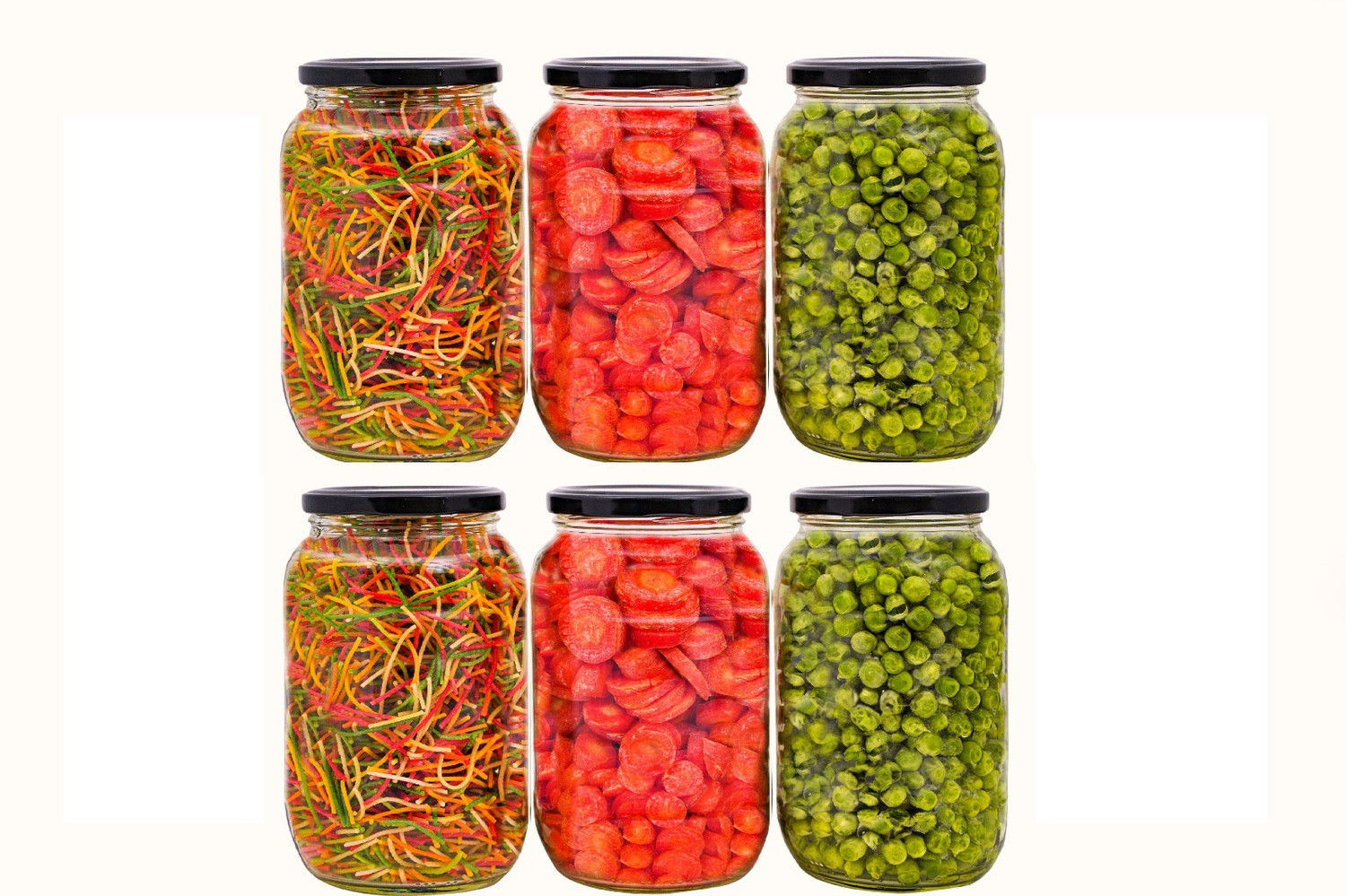 Image of Nidhi Glass Grocery Container - 1000 ml (Pack of 6, Black, Clear)