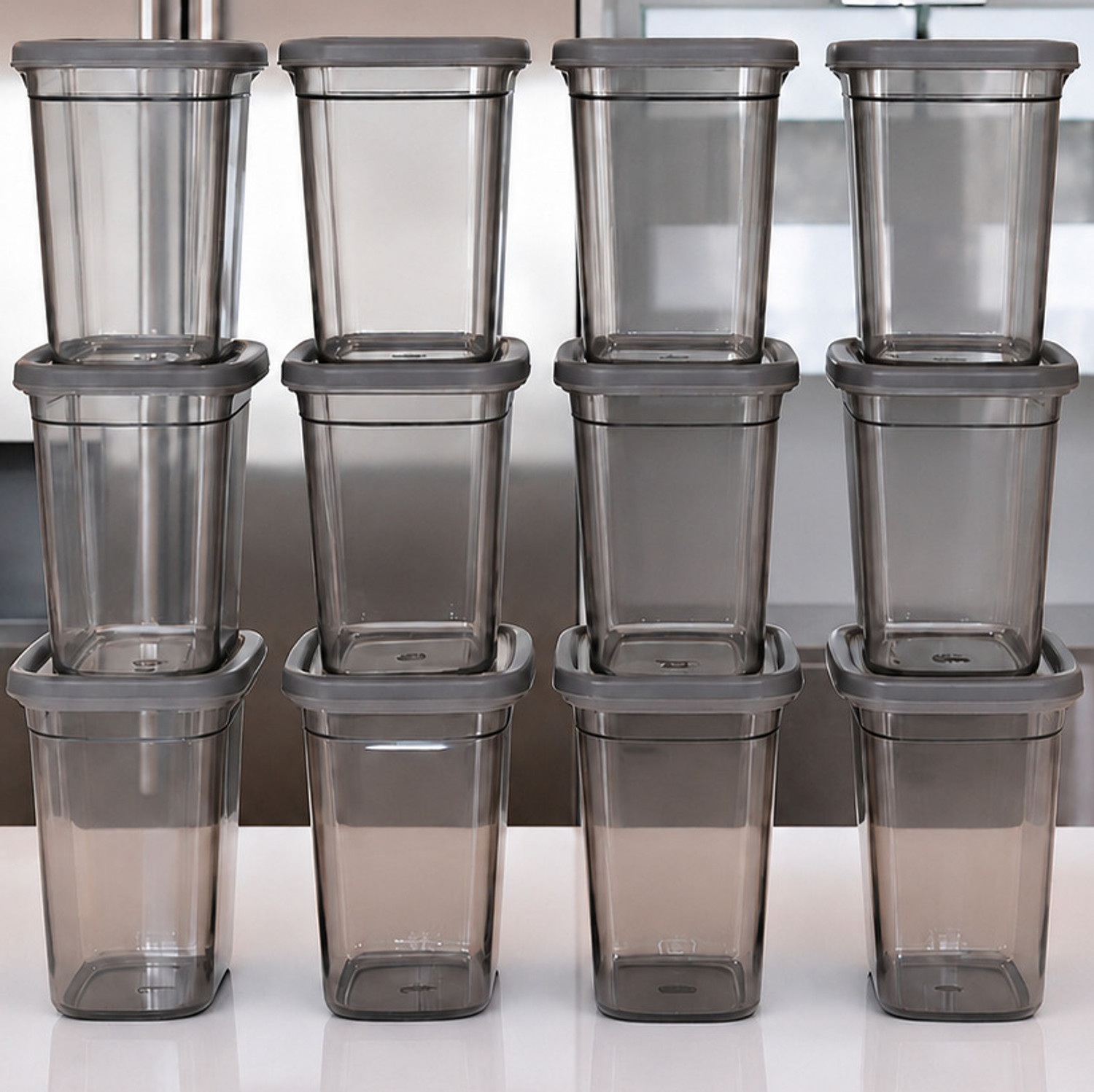 Image of Flipkart SmartBuy Plastic Grocery Container - 1 L (Pack of 12, Clear, Black)