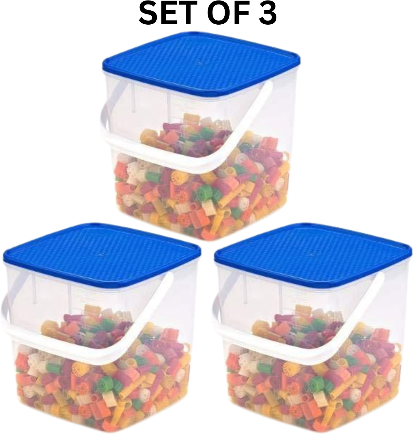 Image of SCIVER Plastic Grocery Container - 2400 ml (Pack of 3, Multicolor)