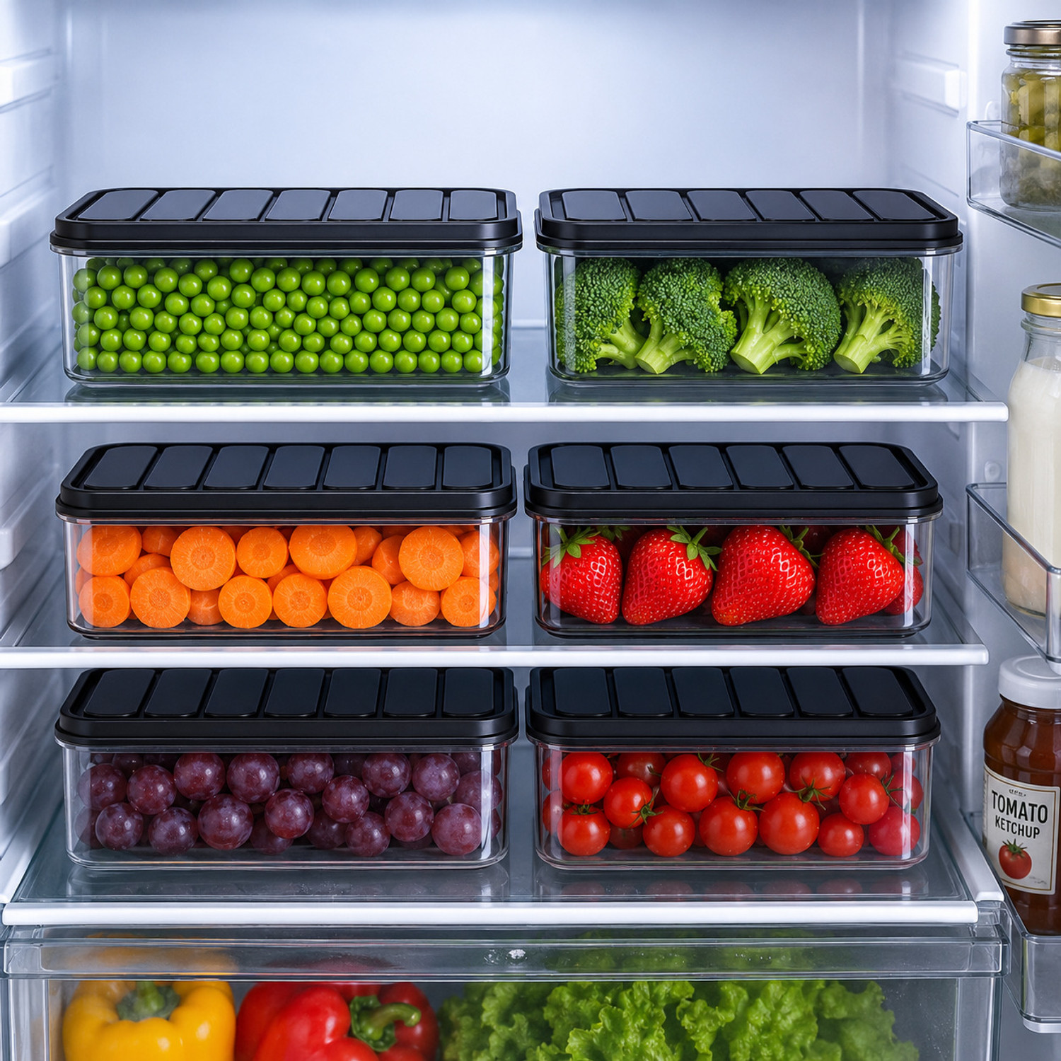 Image of Rosebee Plastic Fridge Container - 2400 ml (Pack of 4, Clear)