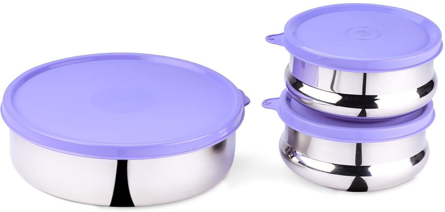 Image of Oliveware Steel Utility Container - 1900 ml (Pack of 3, Violet)