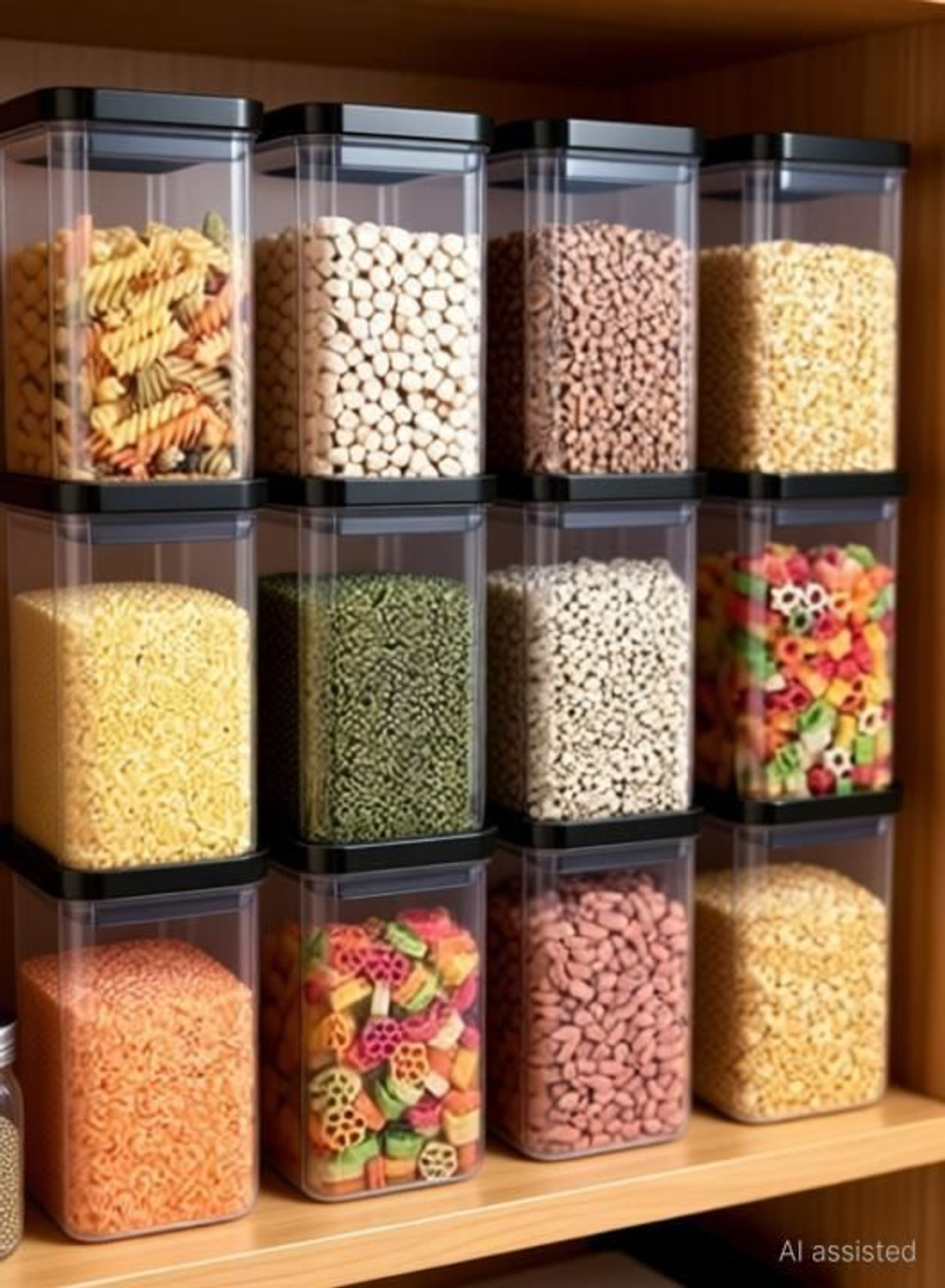 Image of Flipkart SmartBuy Plastic Grocery Container - 1 L (Pack of 12, Clear, Black)
