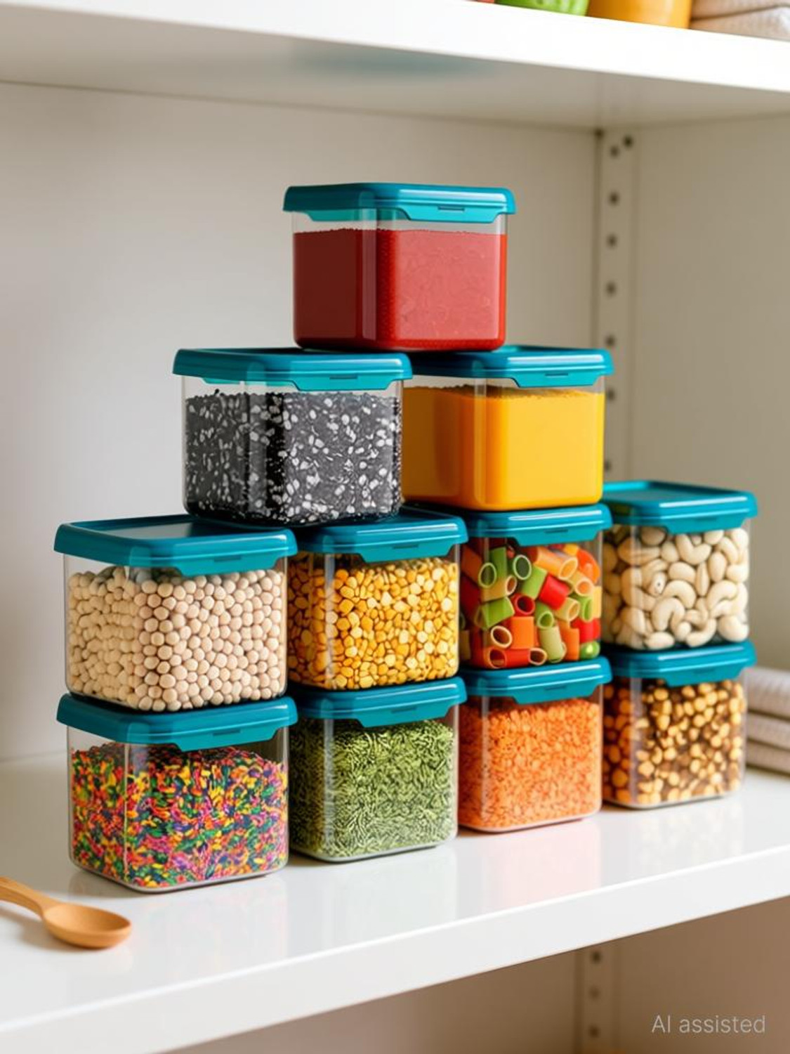 Image of SEQUENCE Stainless Steel Grocery Container - 500 ml (Pack of 12, Blue)