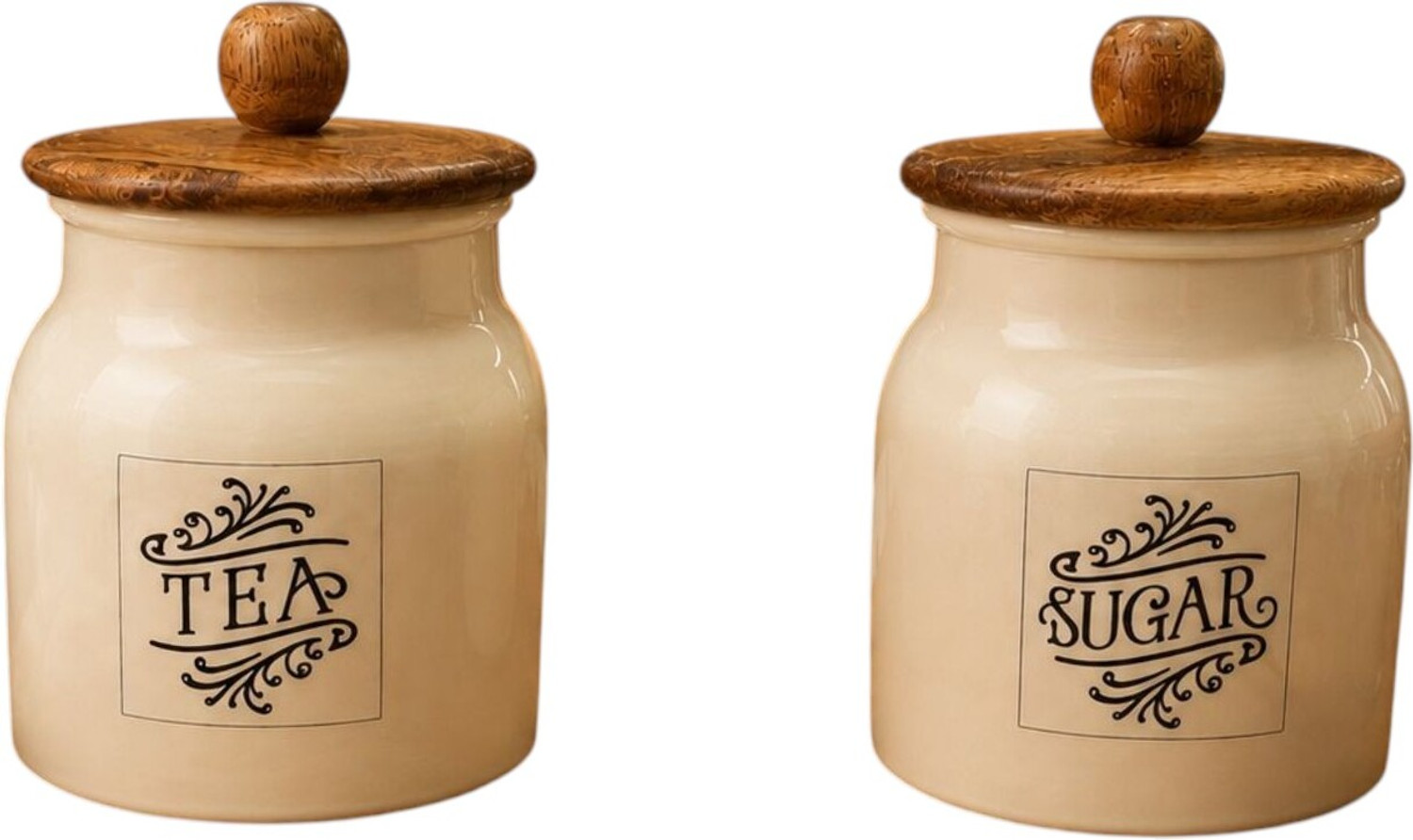 Image of ARxyz Iron Tea Coffee & Sugar Container - 500 ml (Pack of 2, Off White)