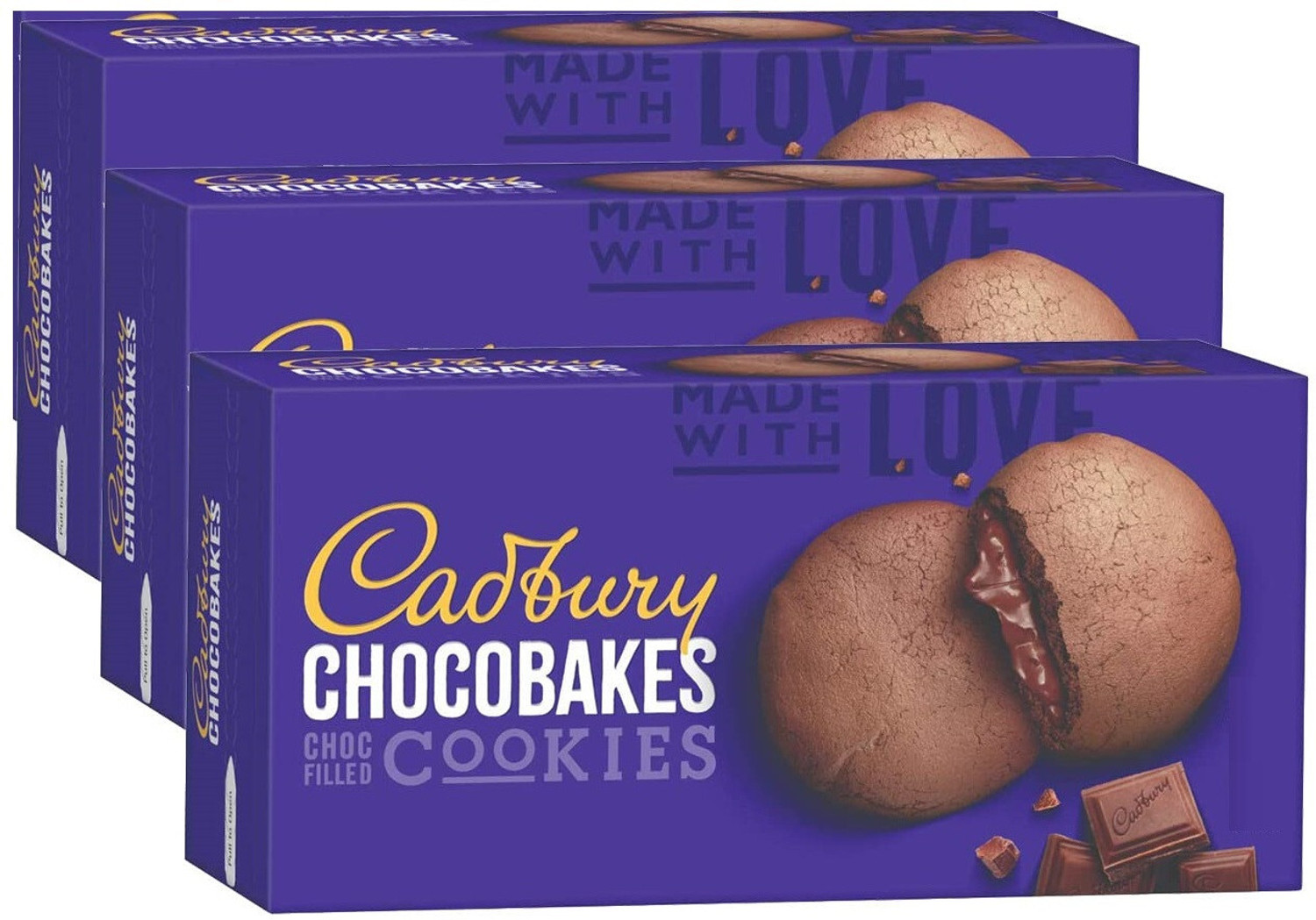 Image of Cadbury Chocobakes ChocFilled Cookies FULL OF CHOCOLATE Cookies Biscuit (3 x 57 g)