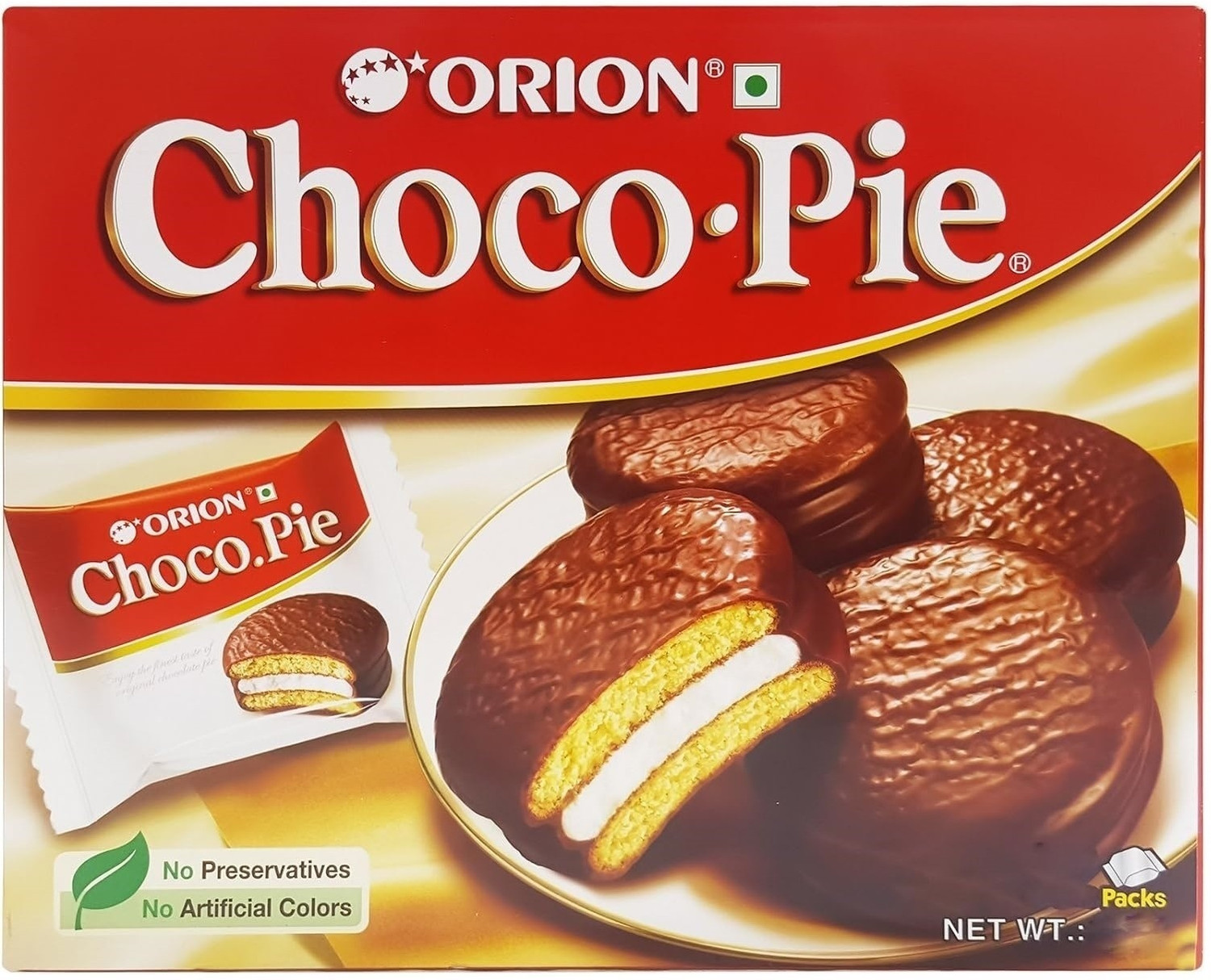 Image of ORION Choco Pie Chocolate Coated Soft Biscuit Cream Filled Cookies Biscuit (252 g)