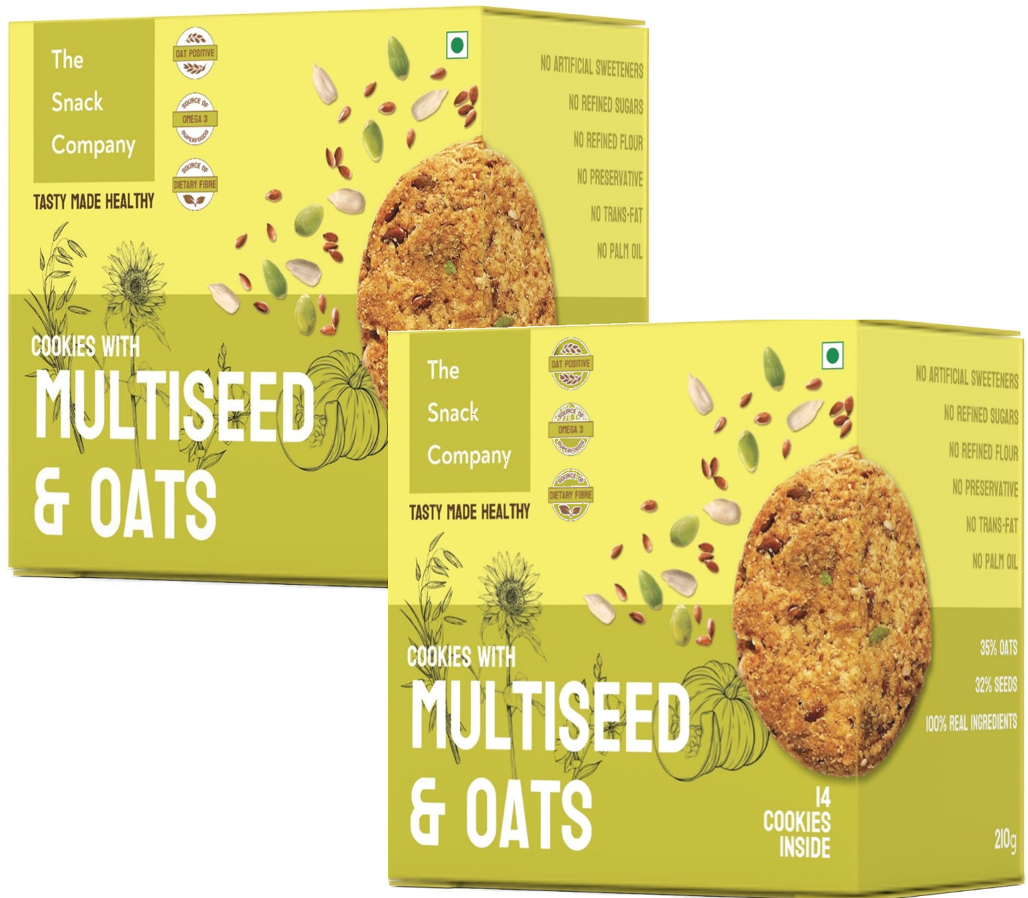 Image of Biesca Ragi & Oats Cookies Sugar Free Cookies with Organic Ragi Flour, Jumbo Oats Cookies Biscuit (180 g)