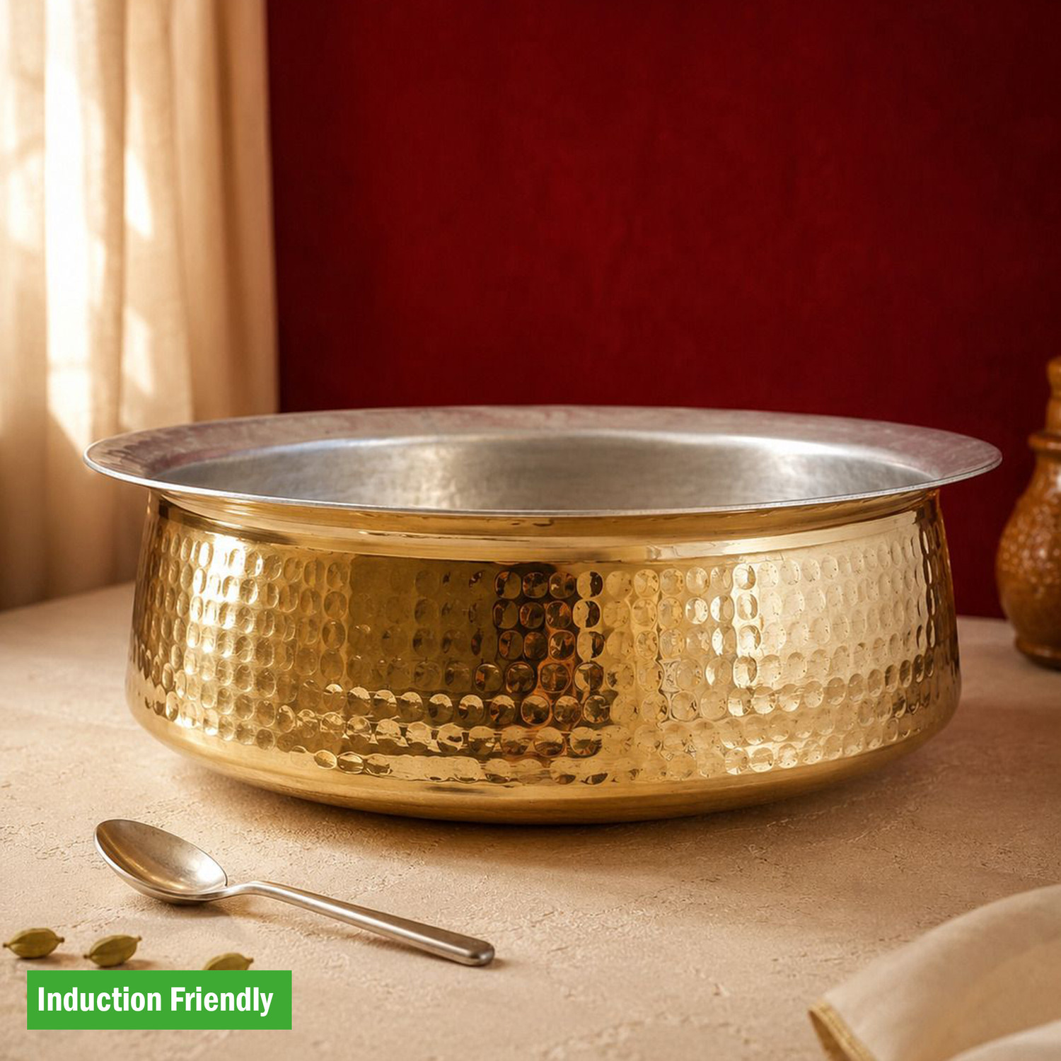 TamraSpiceCo Brass Lagan Large Handcrafted Cooking - Image 1