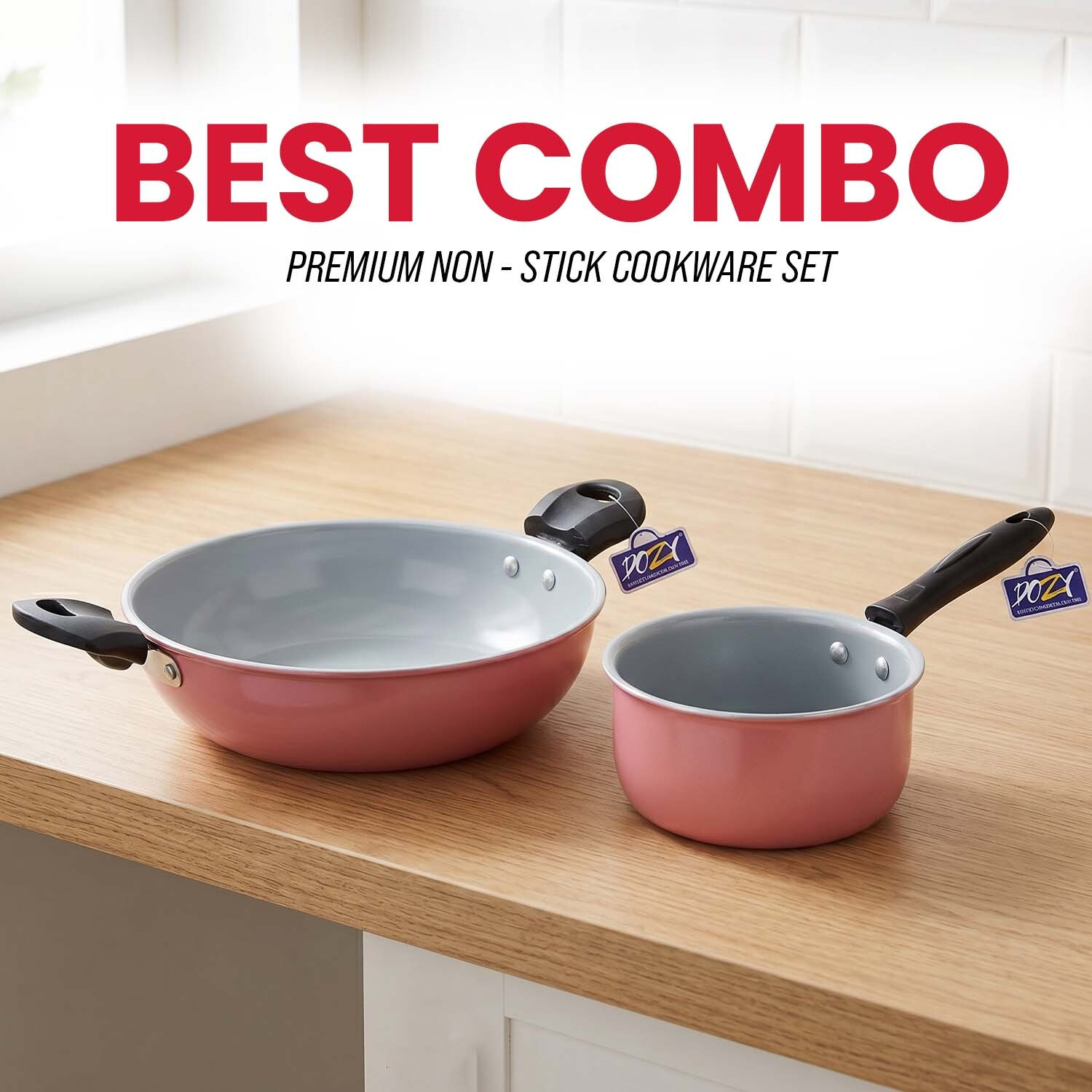 Image of Flipkart SmartBuy 3-Piece Granite Pattern Non-Stick Set with Stainless Steel Lids Induction Bottom Non-Stick Coated Cookware Set (Aluminium, 5 - Piece)