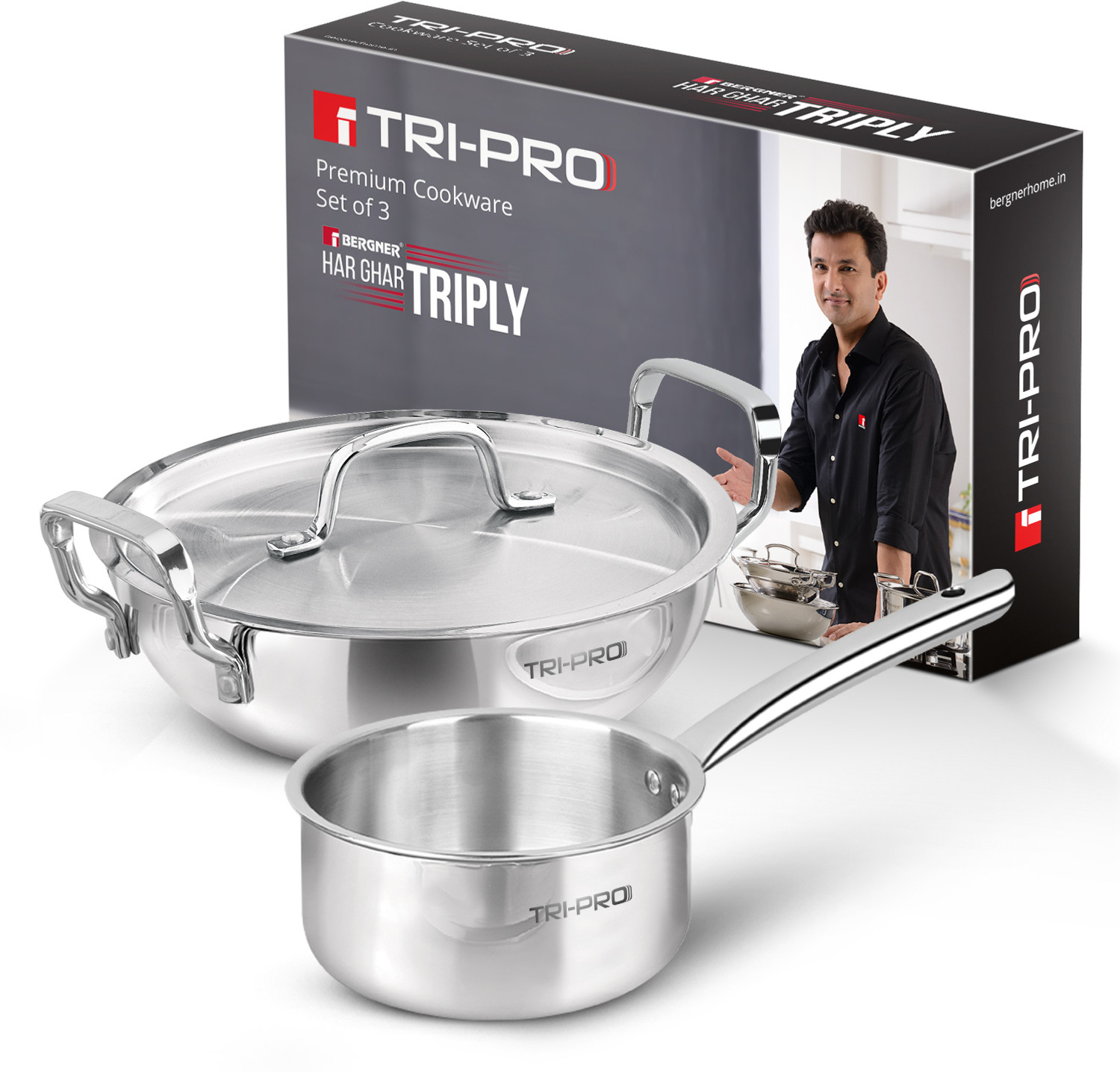 Image of Bergner Tripro Induction Bottom Cookware Set (Triply, 5 - Piece)