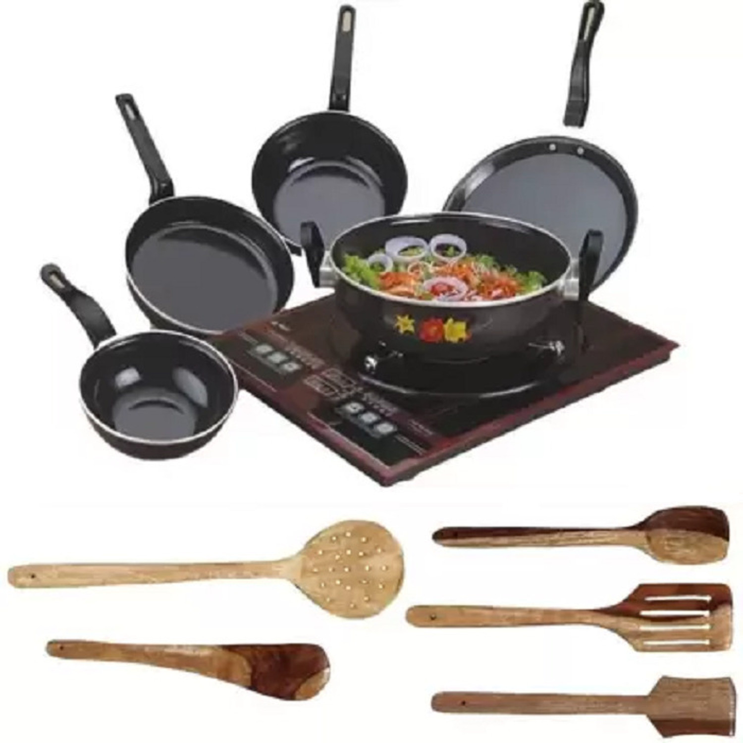 Image of CookJoy 1000 W Induction Cooktop Jog Dial (Red, 1000W Electric Coil Stove, Hotplate,)