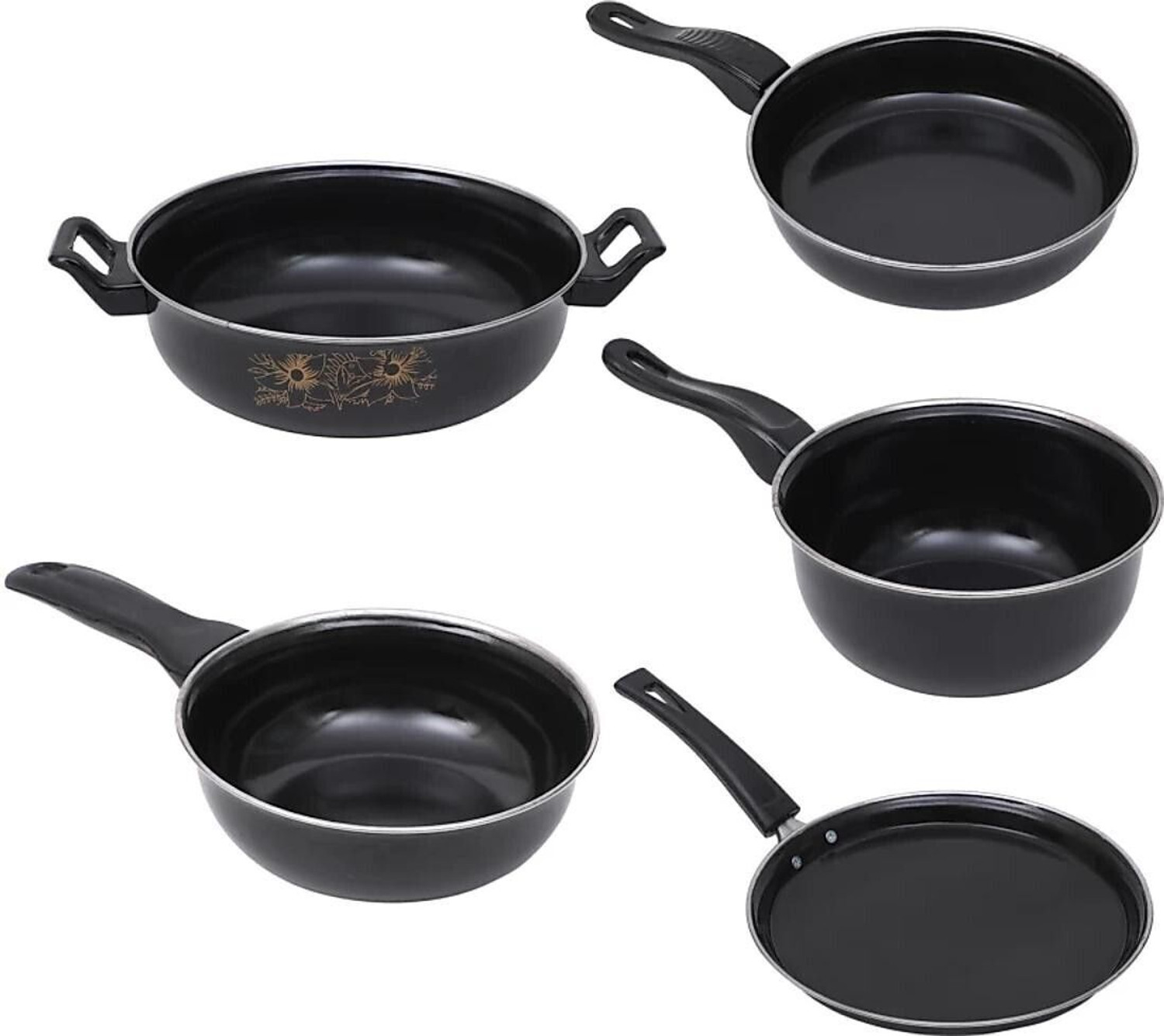 Image of HouseOfCommon us Induction Bottom Non-Stick Coated Cookware Set (Cast Iron, 6 - Piece)