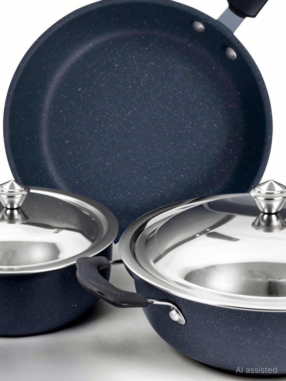 Image of Rk Mini 5-Pc Daily Durable Iron Non-Stick Healthy, Low-Oil Induction friendly Non-Stick Coated Cookware Set (Iron, 5 - Piece)