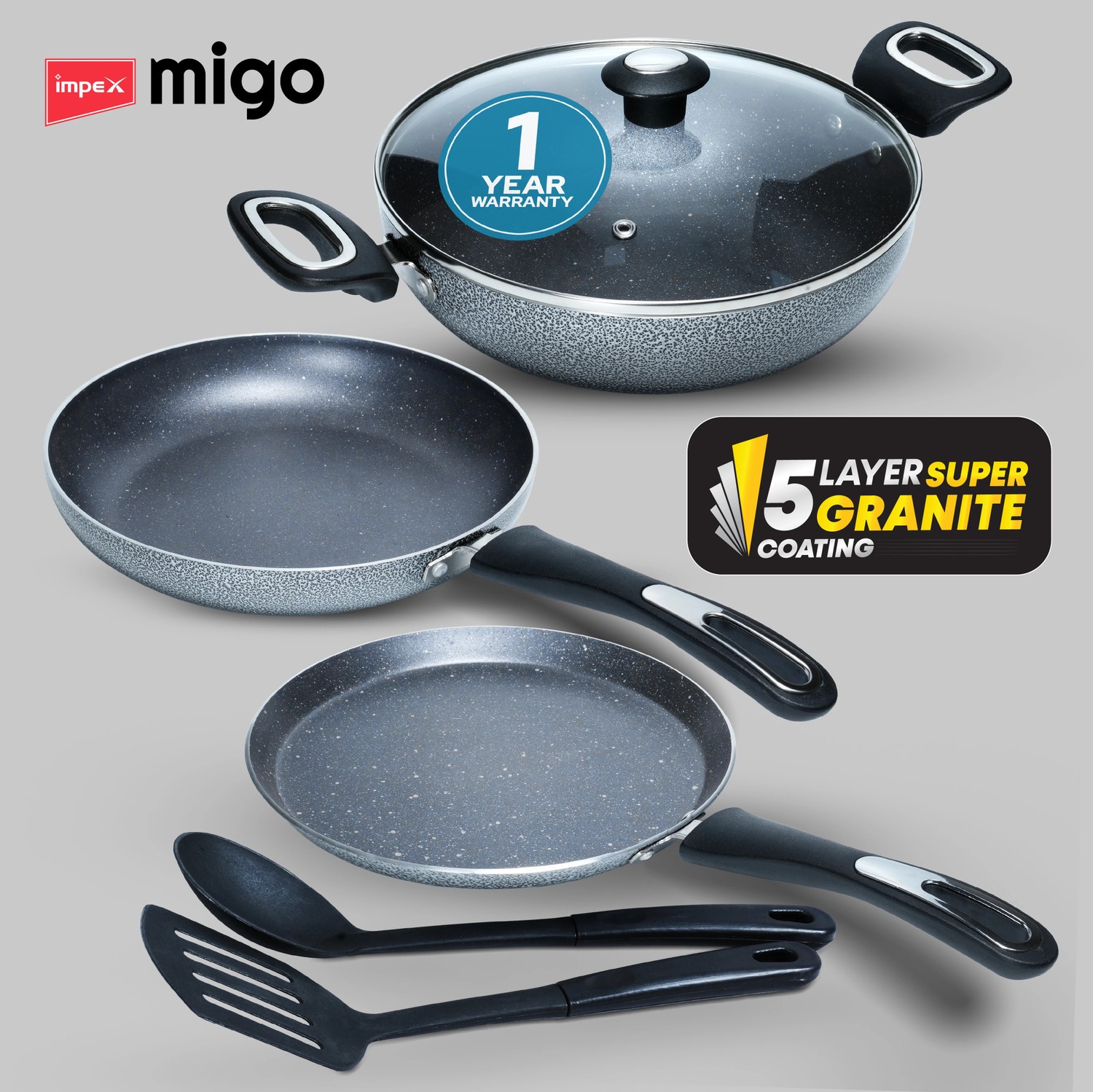 Image of Flipkart SmartBuy 3-Piece Cookware Combo Set Induction Bottom Non-Stick Coated Cookware Set (Aluminium, 3 - Piece)