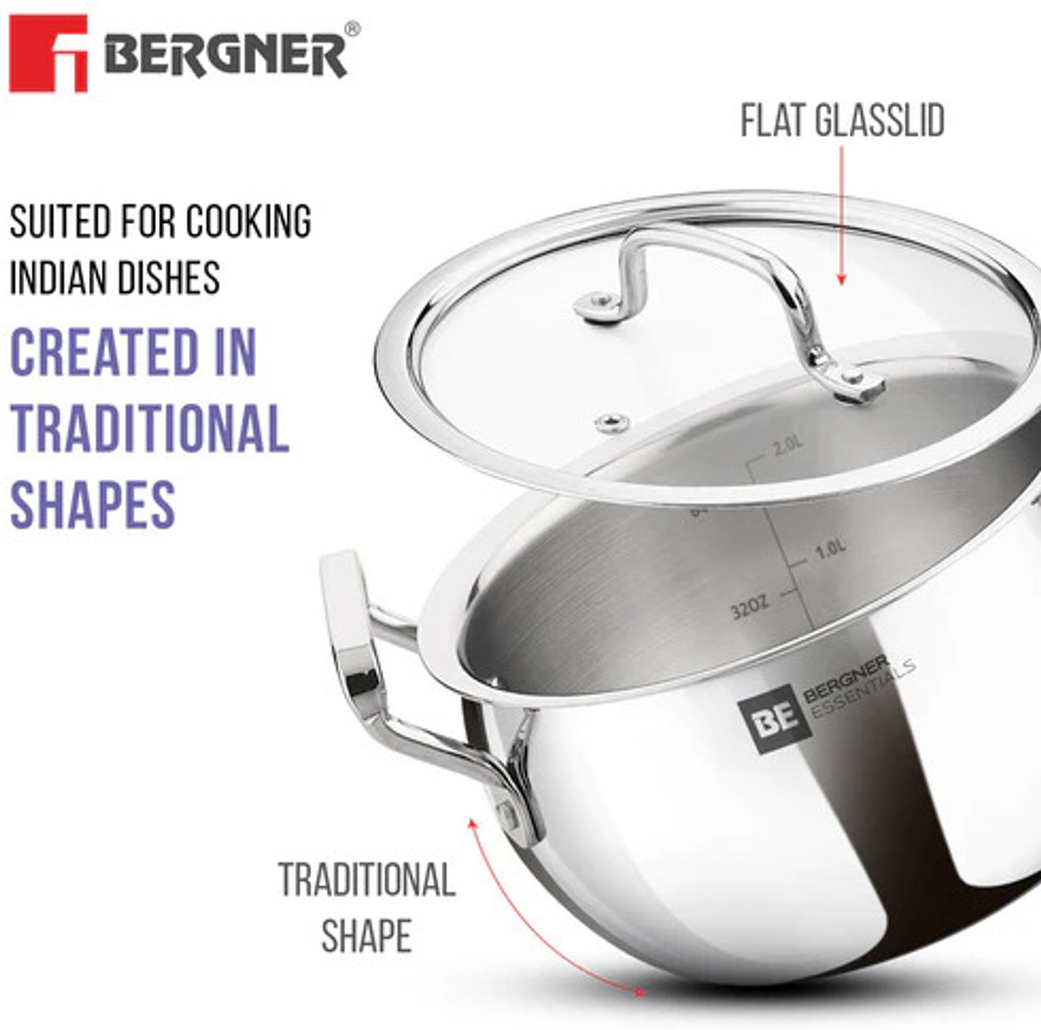 Image of Bergner Tripro Induction Bottom Cookware Set (Triply, 5 - Piece)