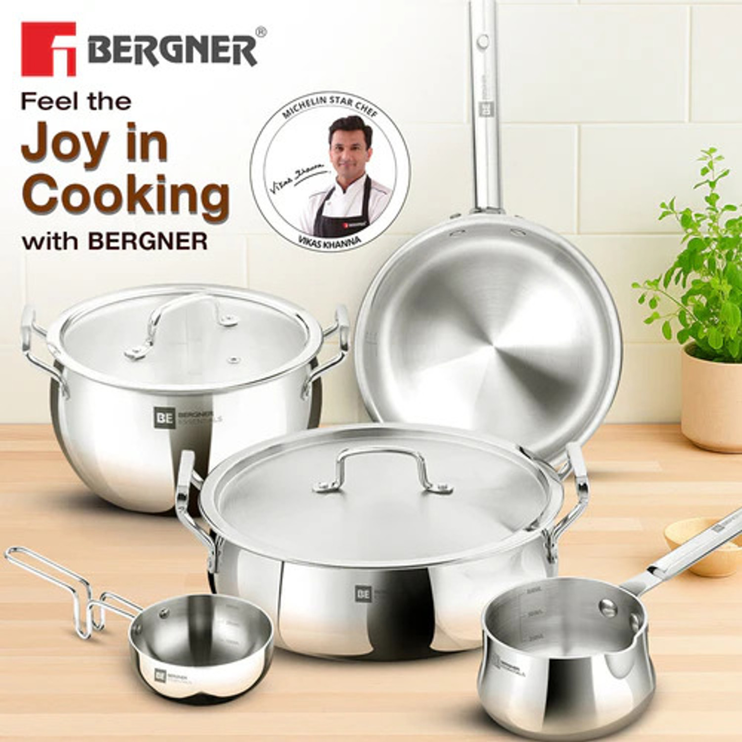 Image of Bergner Tripro Induction Bottom Cookware Set (Triply, 5 - Piece)