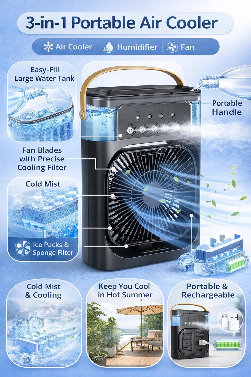 Image of APNA STORE MD-USB-Cooler Mint /Blk196 Cooling Fan Laptop Cooler (Black)