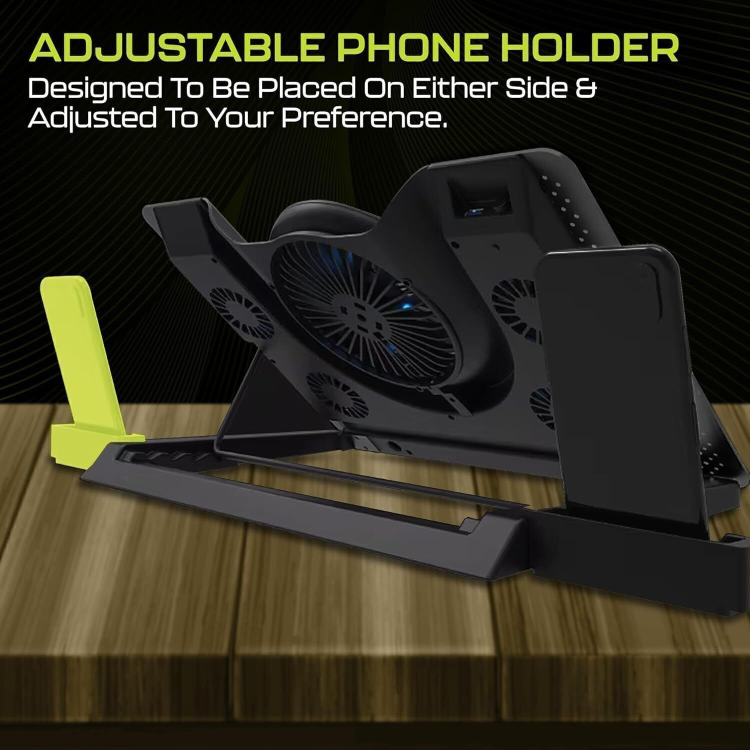 Image of Archer Tech Lab Squall 100 5 Fan Ergonomic Cooling Pad with Adjustable Height (Black)