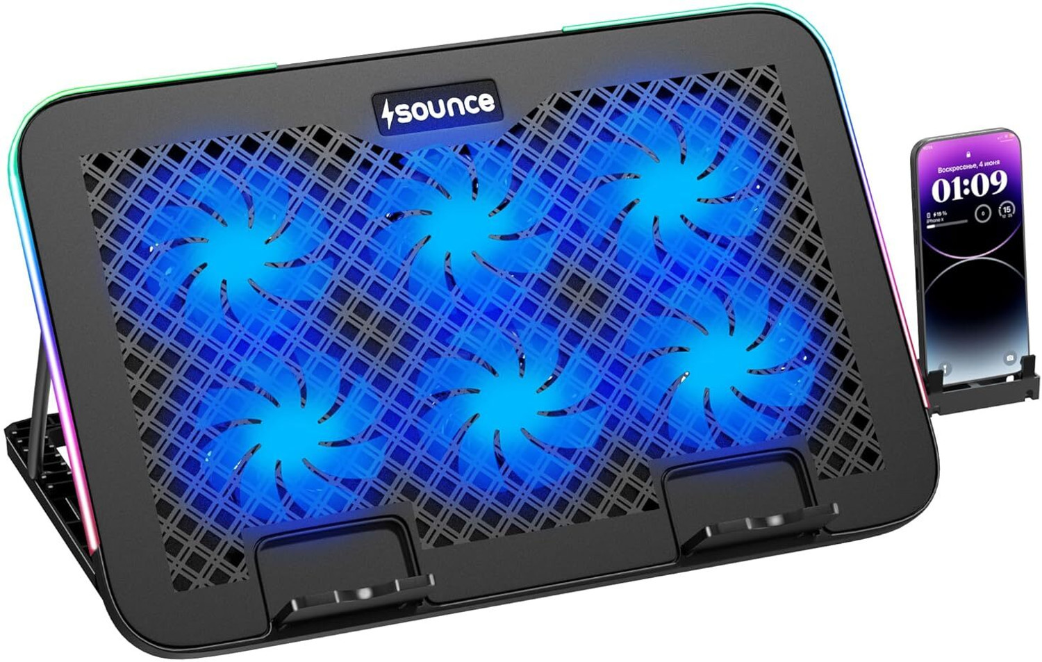 Image of HRKA TD-03 Mini Table Fan For Home With 3 SpeedAIR003 Led Light (Multicolor)