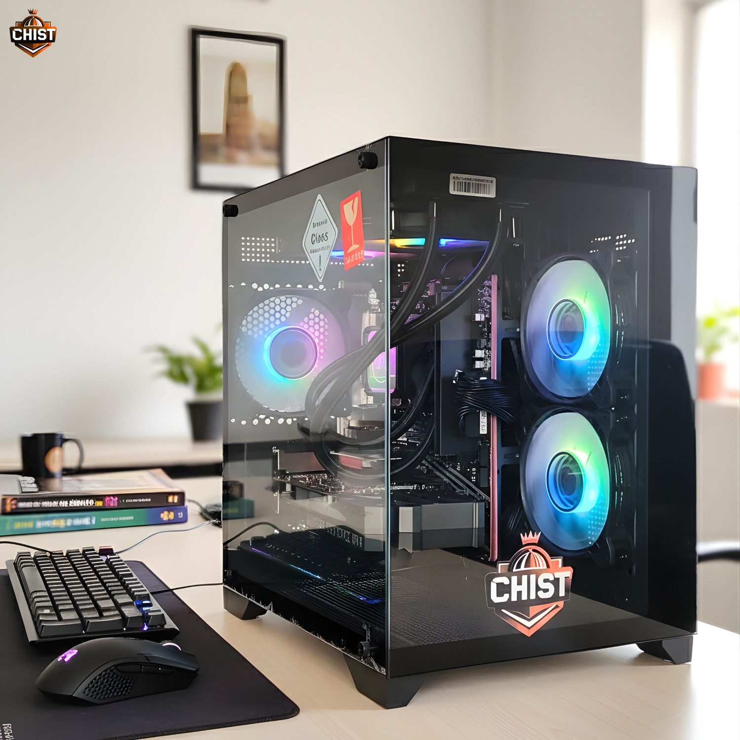 Image of chist GX55 GAMING RYZEN 5 5500 (16 GB RAM /RTX 3050 6GB DDR6 Graphics /512 GB SSD Capacity /Windows 11 Pro /6 GB Graphics Memory) Gaming Tower