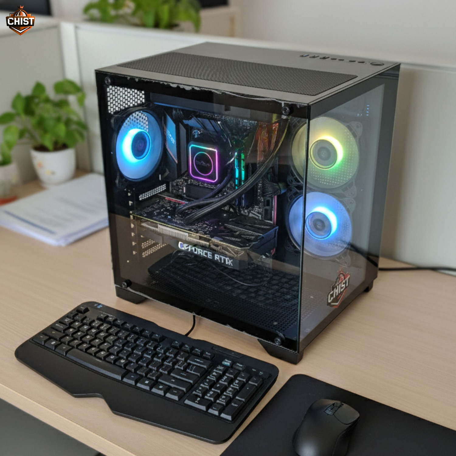 Image of chist GX55 GAMING RYZEN 5 5500 (16 GB RAM /RTX 3050 6GB DDR6 Graphics /512 GB SSD Capacity /Windows 11 Pro /6 GB Graphics Memory) Gaming Tower