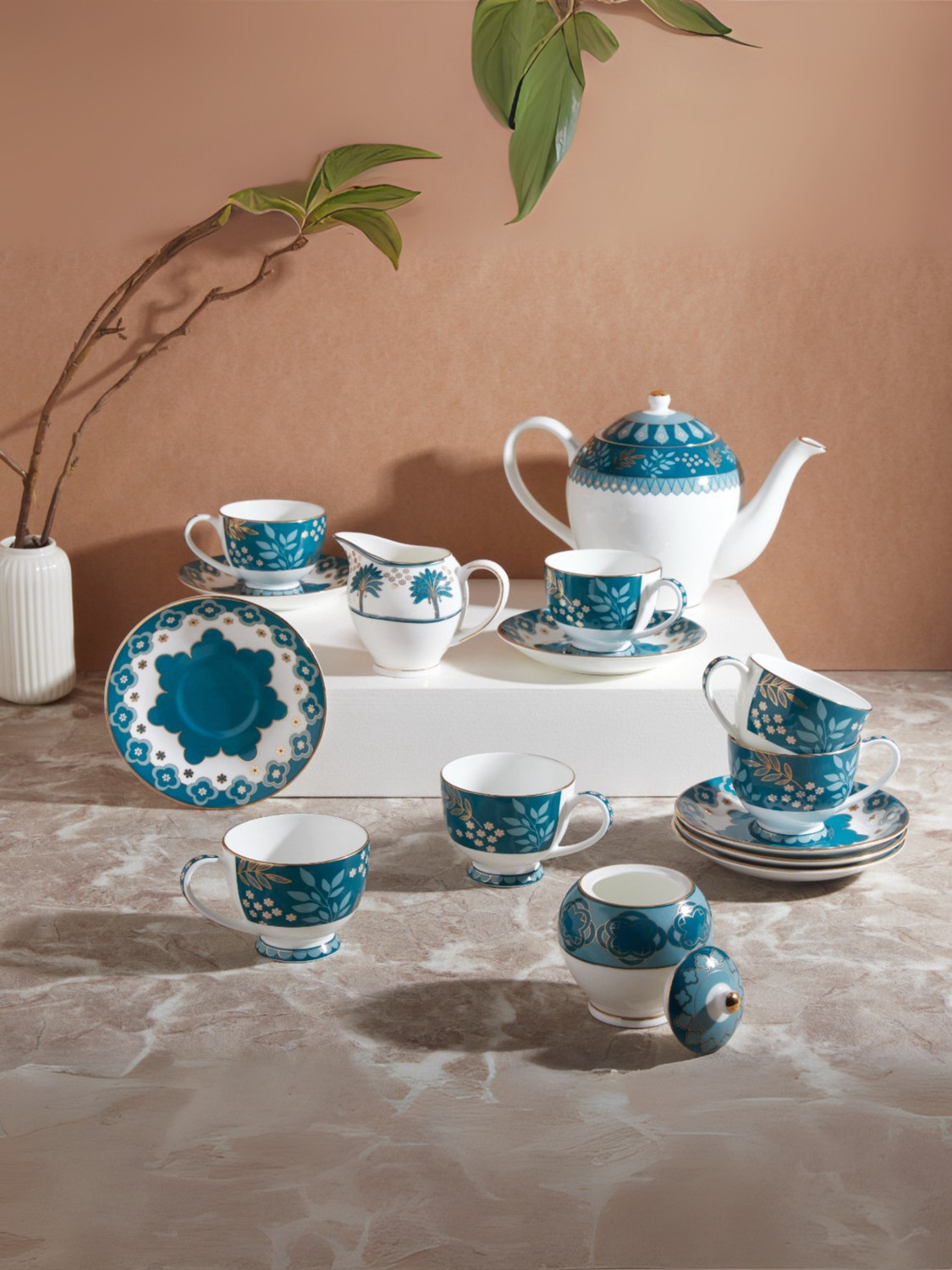 Image of CLAY CRAFT Ceramic Lillyput Cup & Saucer Sets of 12 (6 Cups + 6 Saucer) (310) (White, Cup and Saucer Set)