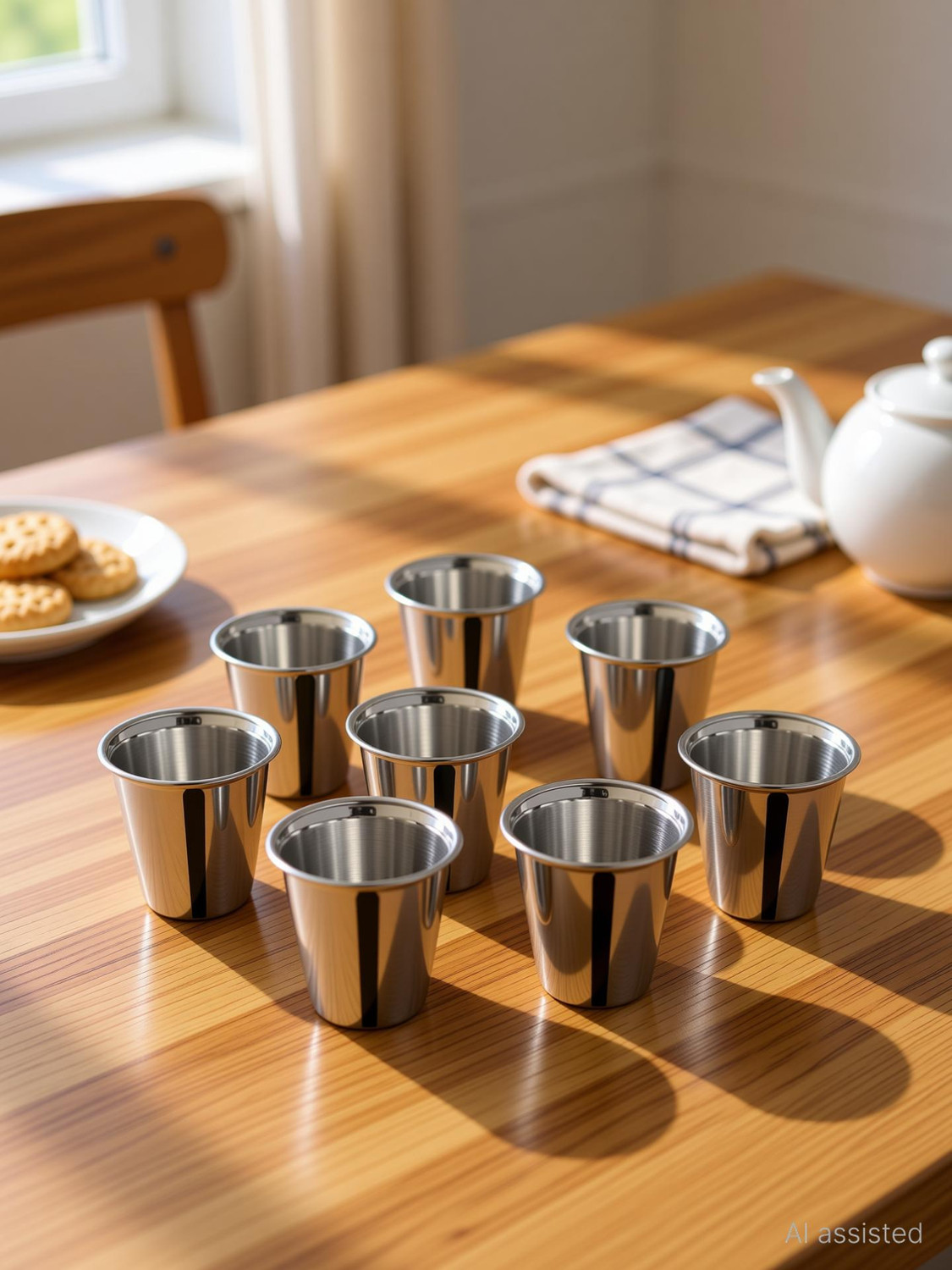 Image of snehatrends Pack of 12 Stainless Steel 12pc stainless steel 120ml tea cup /coffee cup daily use chrome finish (Silver, Cup)