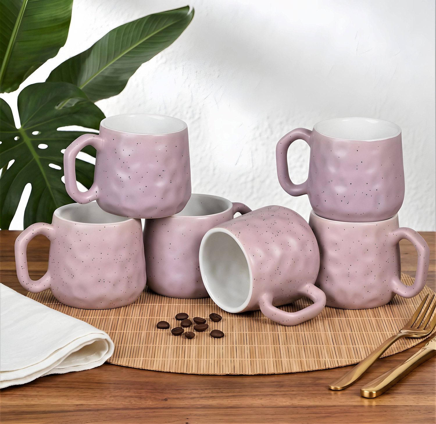Image of SPEACK Pack of 12 Stainless Steel, Plastic Premium Quality Matt-Finished Double-Walled Tea, Coffee, (Purple, Cup Set)