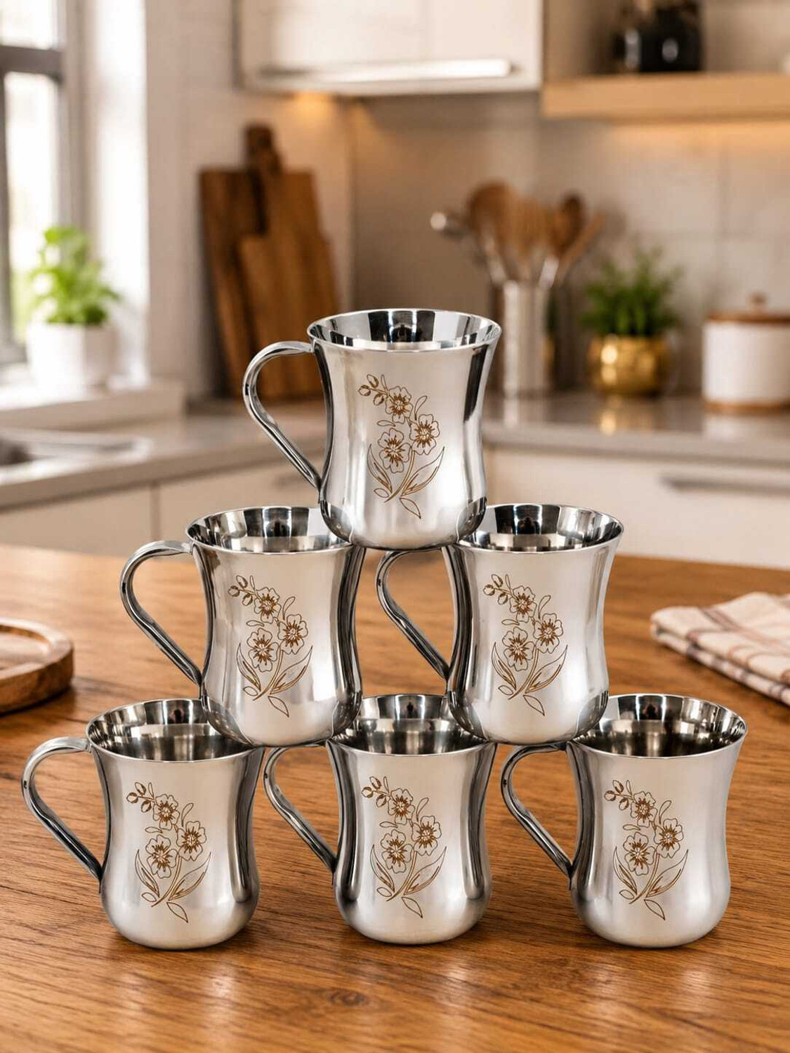 Image of snehatrends Pack of 12 Stainless Steel 12pc stainless steel 120ml tea cup /coffee cup daily use chrome finish (Silver, Cup)