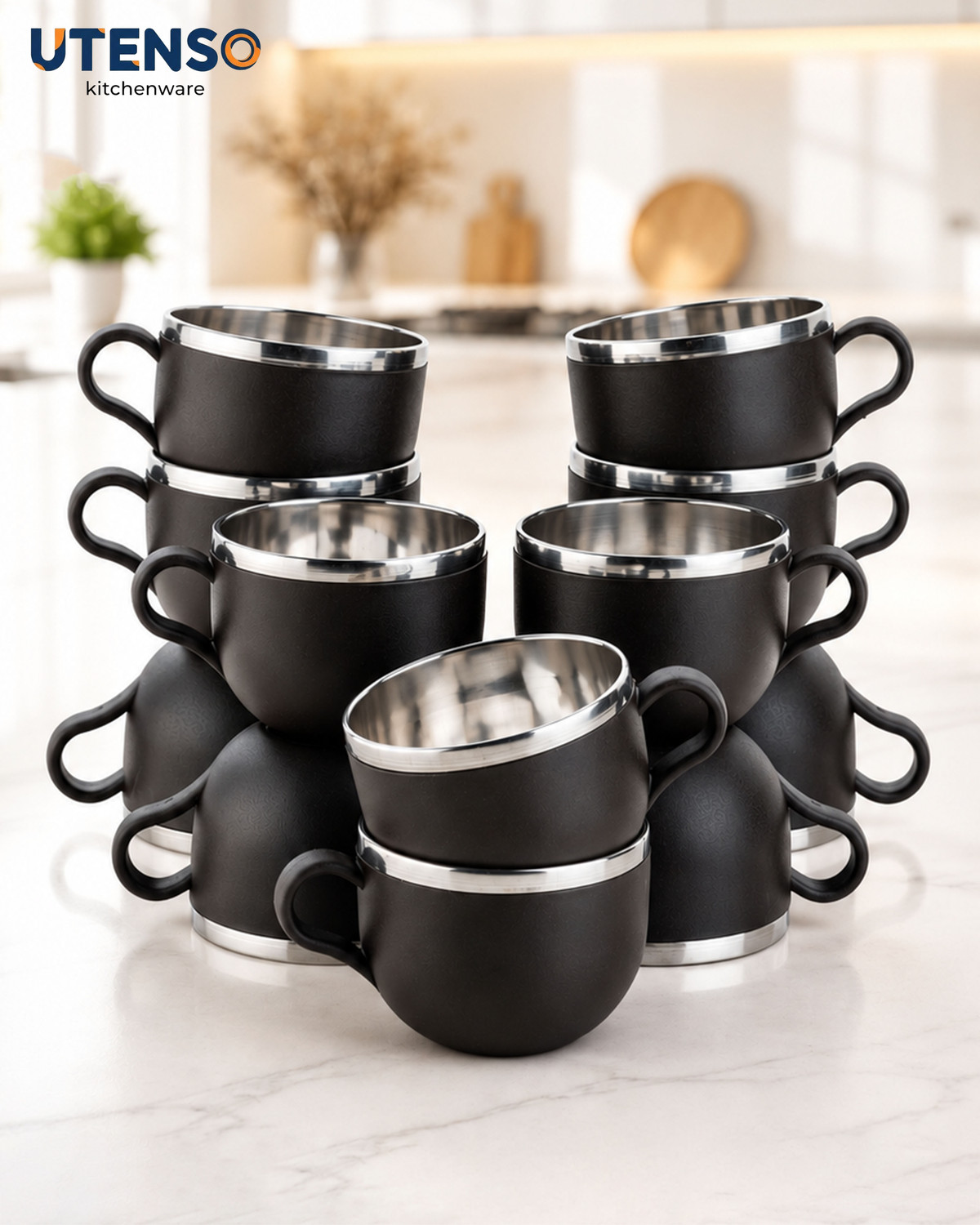 Image of SPEACK Pack of 12 Stainless Steel, Plastic Premium Quality Matt-Finished Double-Walled Tea, Coffee, (Purple, Cup Set)