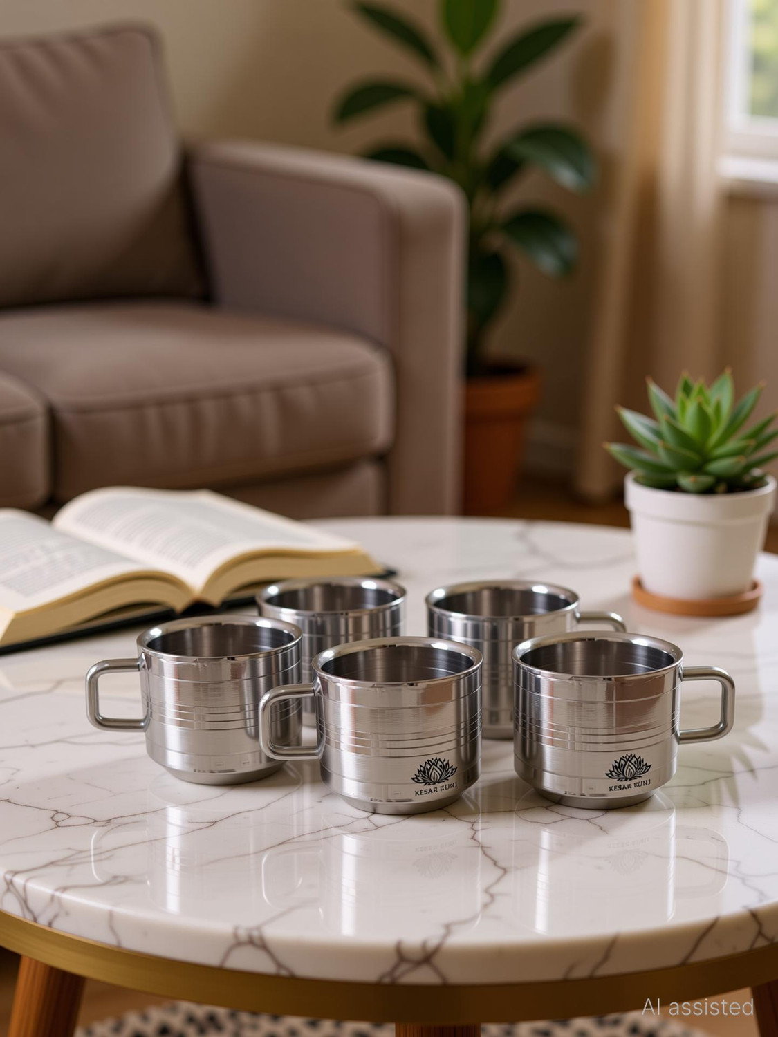 Image of snehatrends Pack of 12 Stainless Steel 12pc stainless steel 120ml tea cup /coffee cup daily use chrome finish (Silver, Cup)