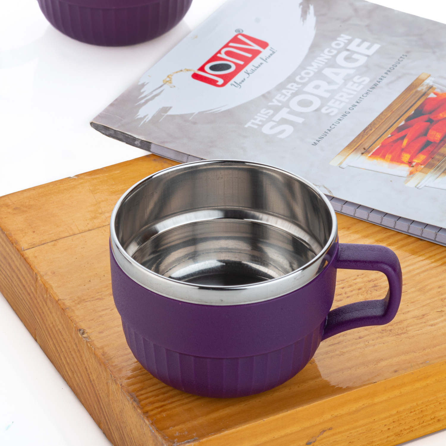 Image of SPEACK Pack of 12 Stainless Steel, Plastic Tea Cups Set, Tea Cup, Tea Cups, Coffee Cup (Purple, Cup Set)