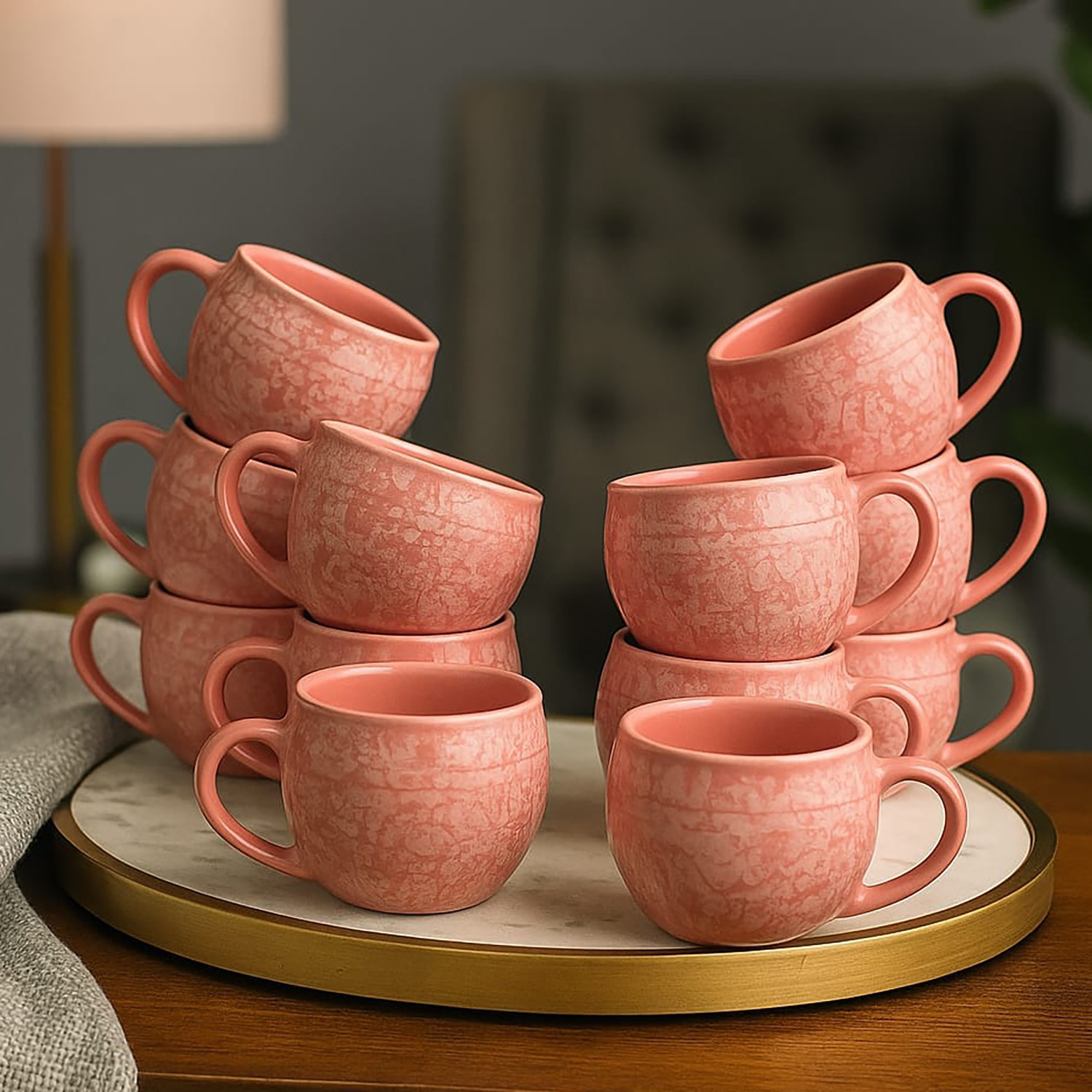 Image of ExclusiveLane Pack of 2 Ceramic Hand Glazed Studio Pottery (Blue, Brown, Cup Set)