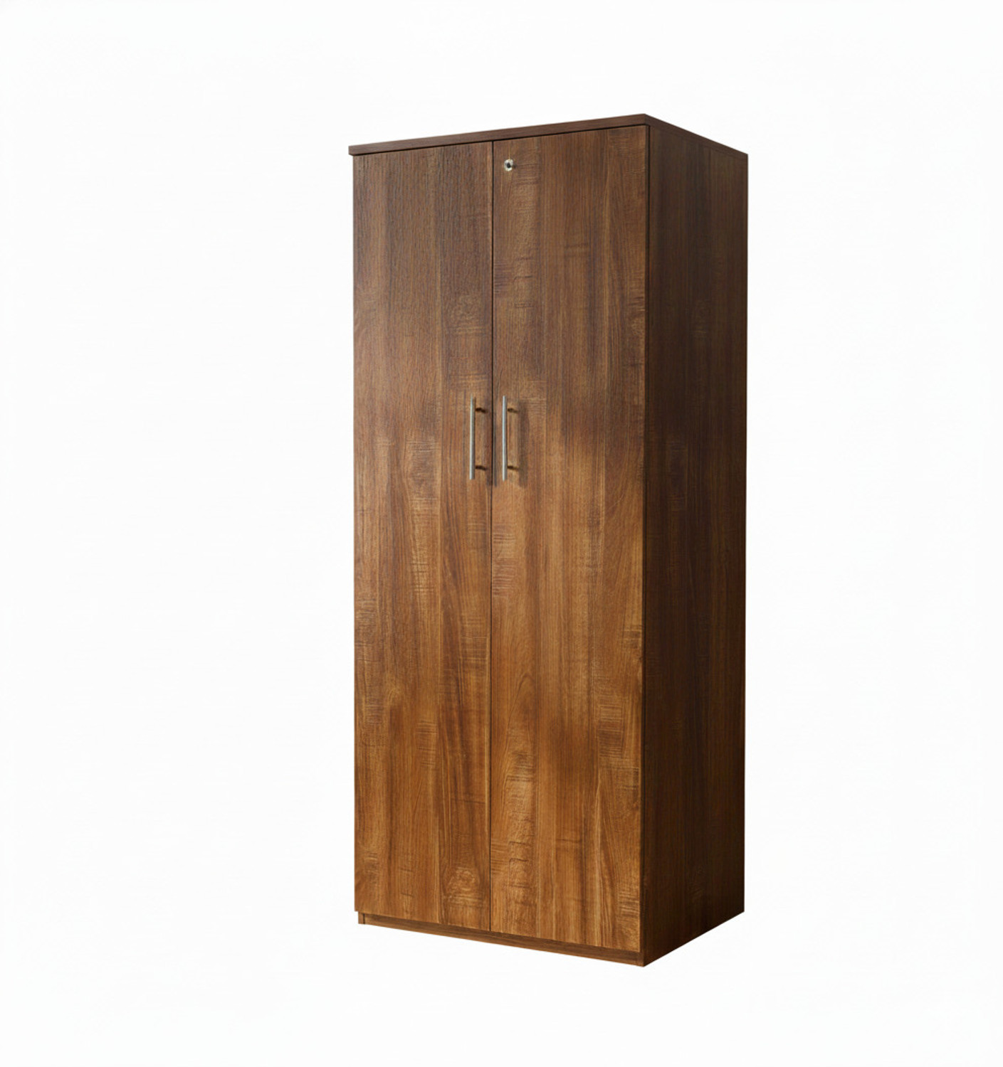 Image of DiamondF 2 Door Wooden Storage Cabinet 6 shelves with Lock | Multipurpose White Almirah Engineered Wood Almirah (Finish Color - Cream, Pre-assembled)