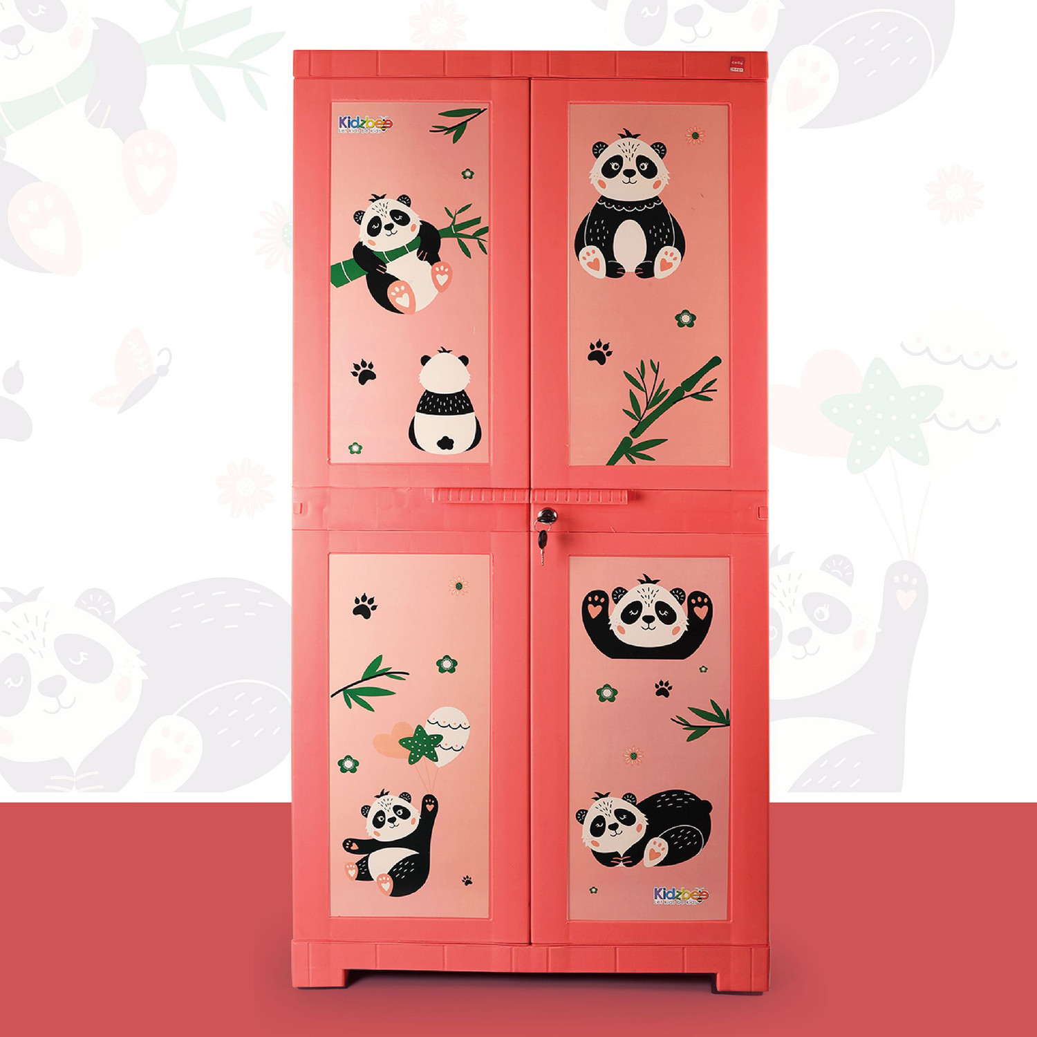 Image of Cello Kidzbee Mega Marvel Bamboo Budies Cabinet Plastic Material for kids | Plastic Cupboard (Finish Color - Peach, DIY(Do-It-Yourself))