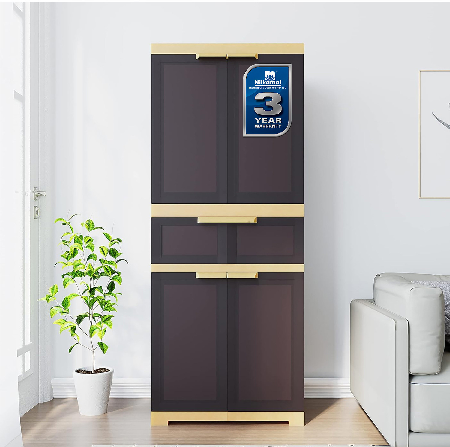 Image of Cello Kidzbee Mega Marvel Bamboo Budies Cabinet Plastic Material for kids | Plastic Cupboard (Finish Color - Peach, DIY(Do-It-Yourself))