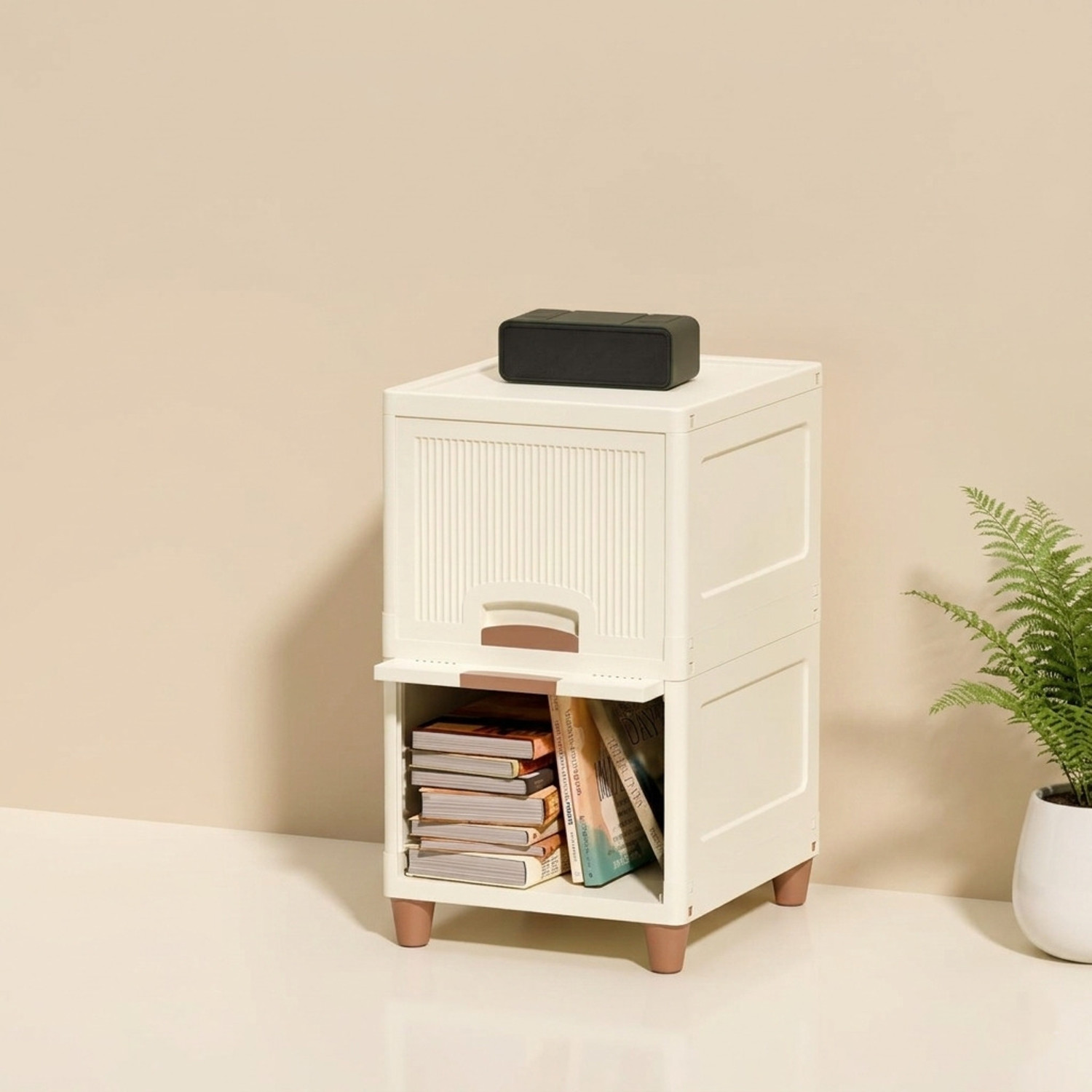 Image of MAXTID Plastic Semi-Open Book Shelf (Finish Color - White, DIY(Do-It-Yourself))