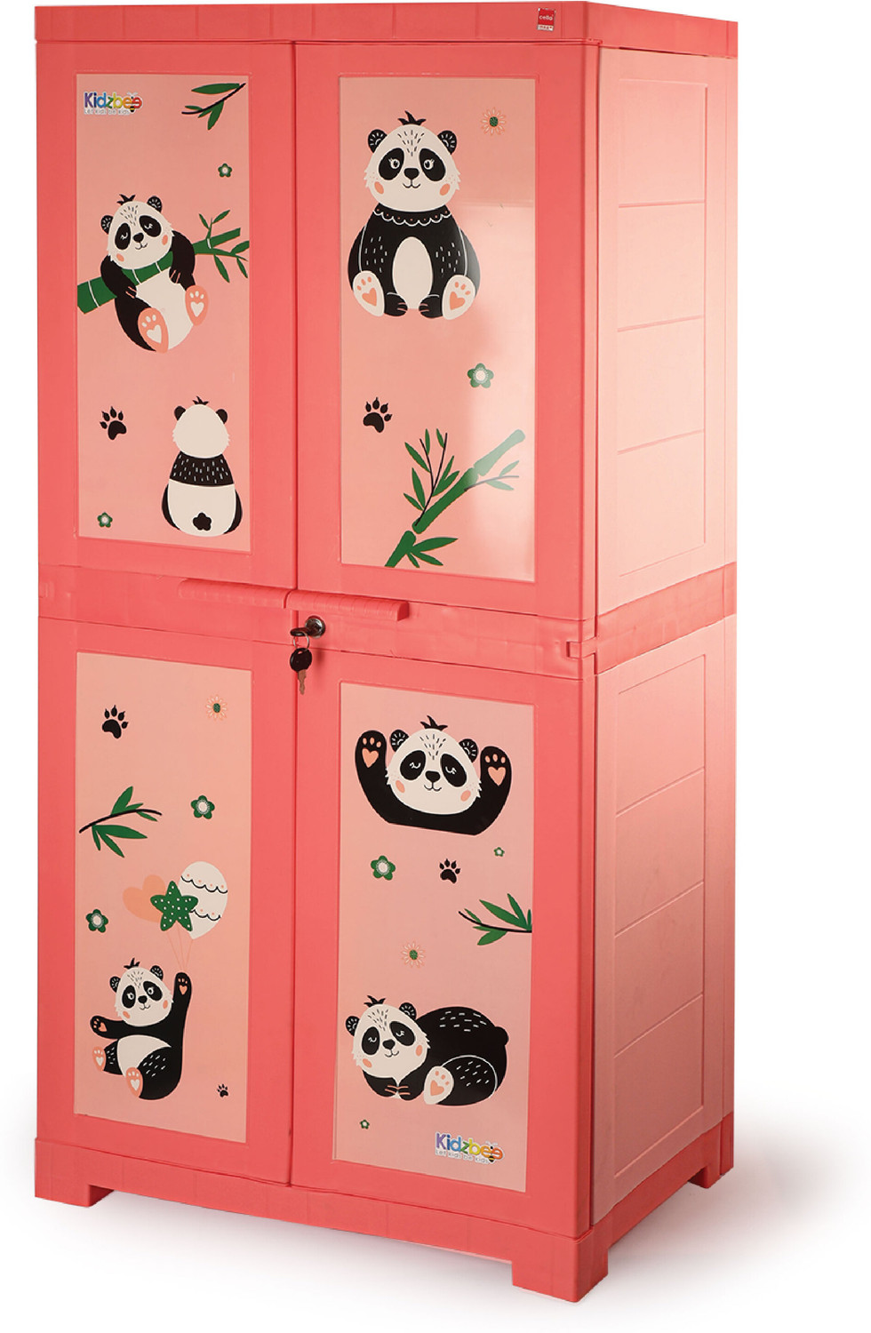 Image of Cello Kidzbee Mega Marvel Bamboo Budies Cabinet Plastic Material for kids | Plastic Cupboard (Finish Color - Peach, DIY(Do-It-Yourself))