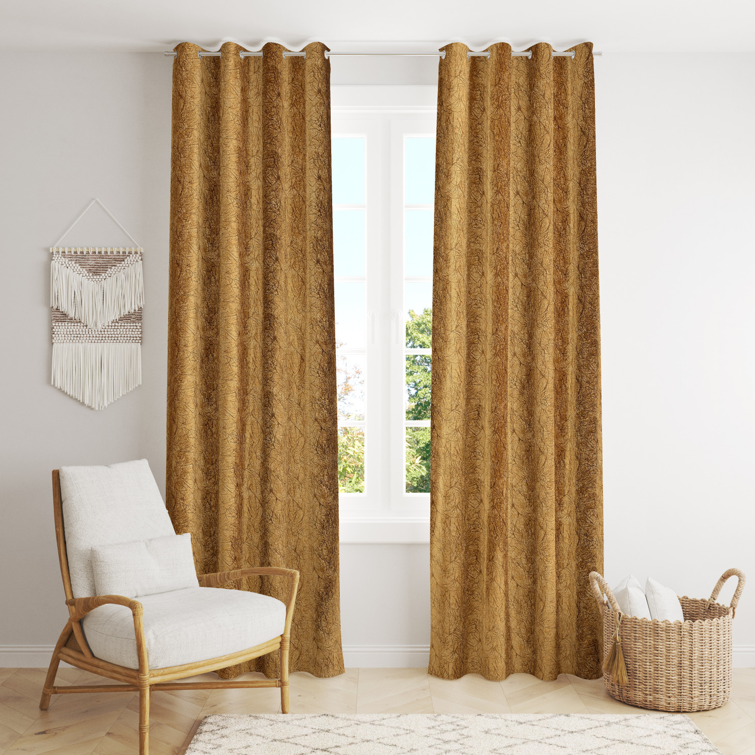 Image of TAJ TEXTILE 153 cm (5 ft) Window Cotton Room Darkening Curtain Single Curtain (Aqua green, Abstract)