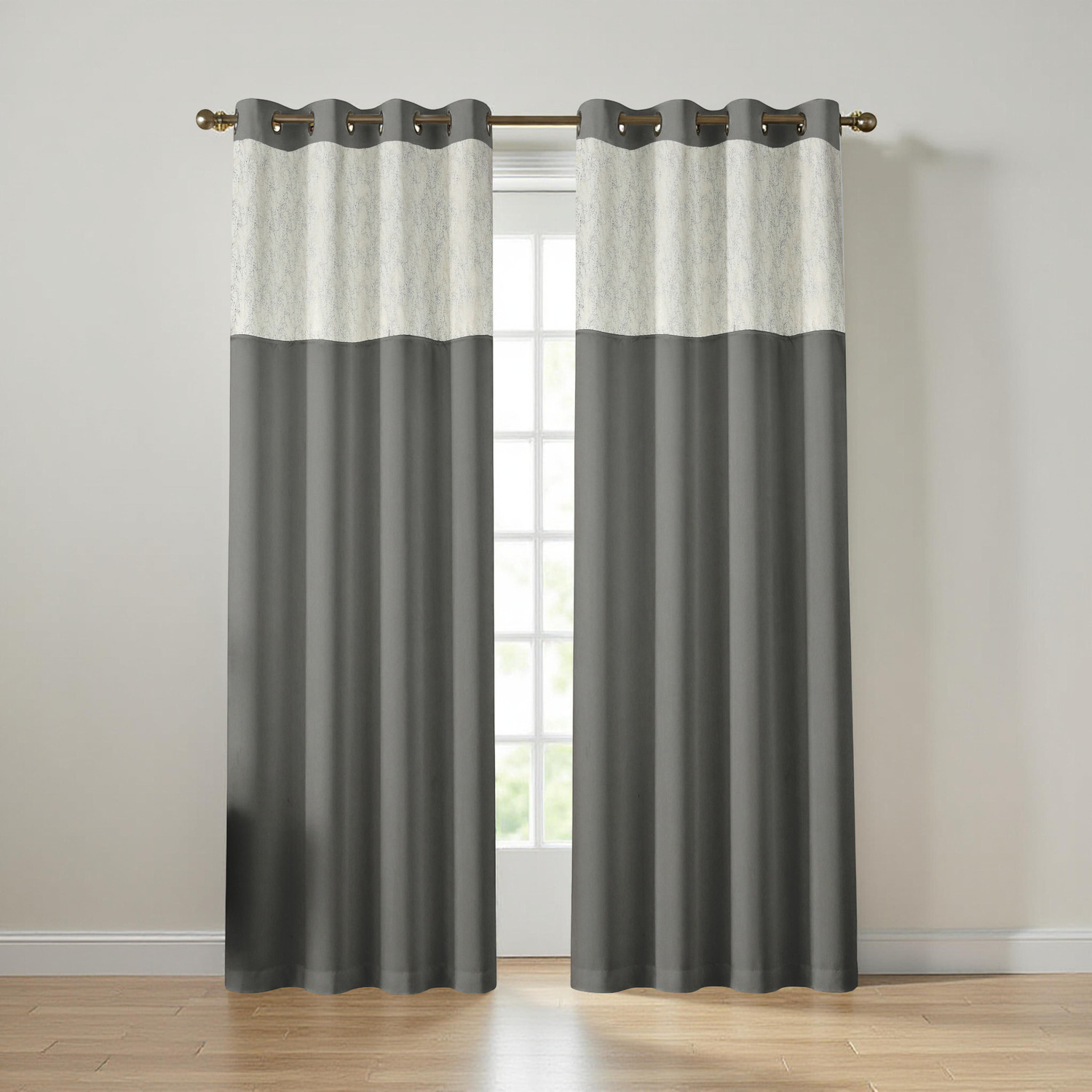 Image of TAJ TEXTILE 153 cm (5 ft) Window Cotton Room Darkening Curtain Single Curtain (Aqua green, Abstract)