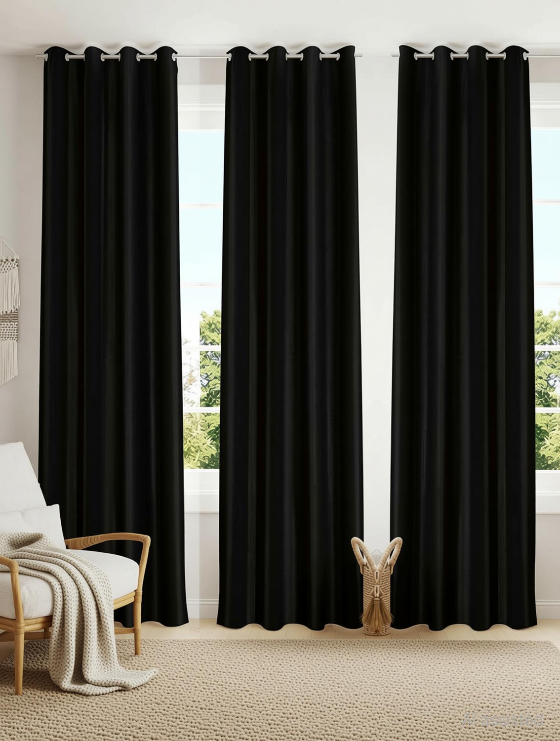 Image of Home Sizzler 275 cm (9 ft) Long Door Polyester Blackout Curtain Single Curtain (Black, Solid)