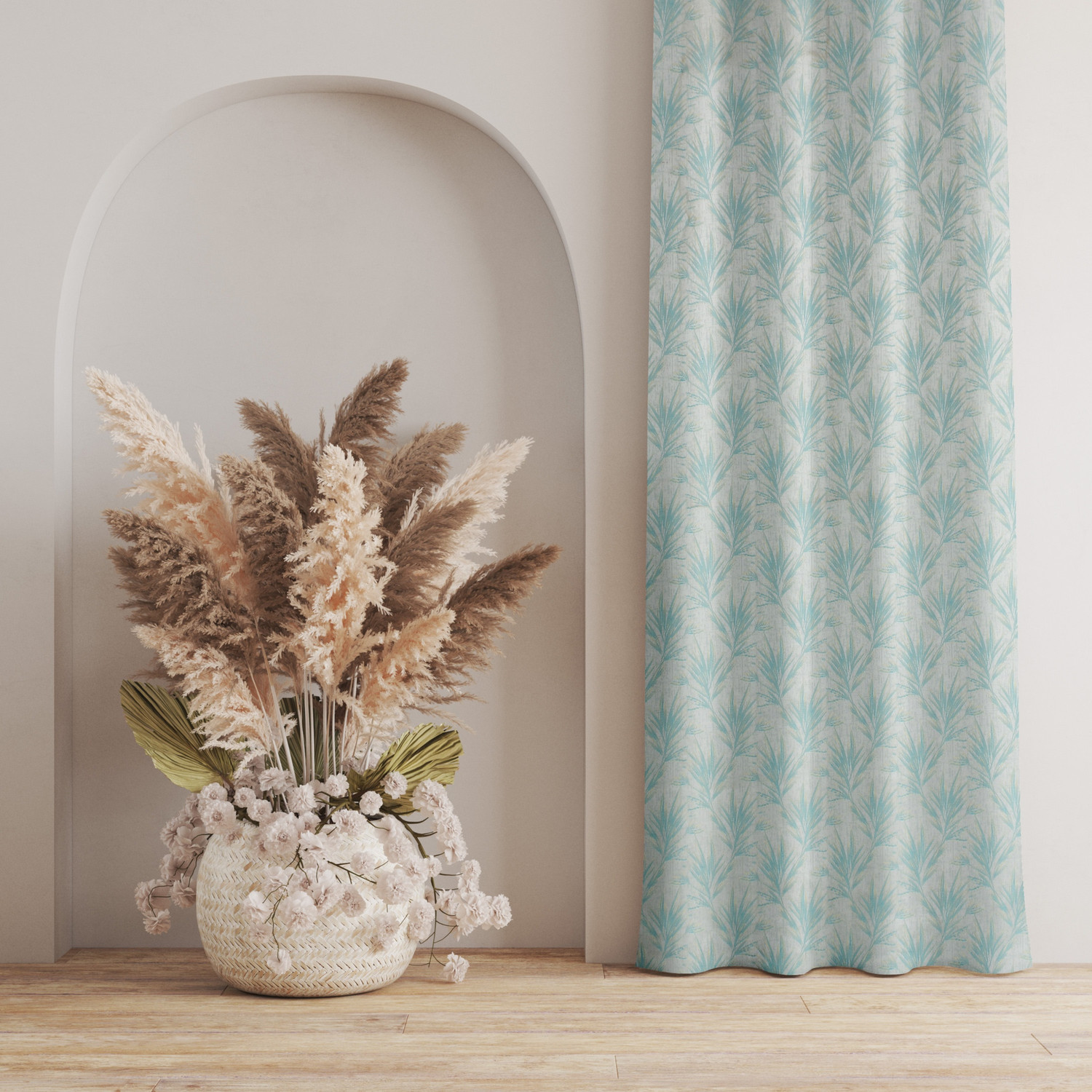 Image of VELOURA 152.4 cm (5 ft) Window Jacquard Room Darkening Curtain (Pack Of 2) (English Aqua, Self Design)