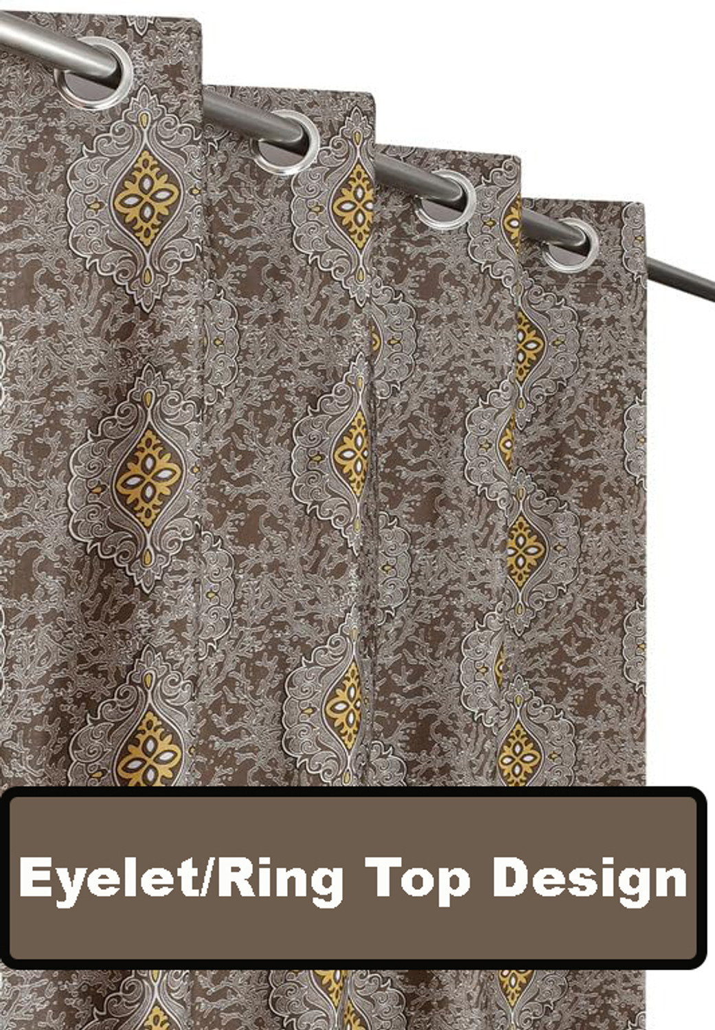 Image of Home Stylish 252 cm (8 ft) Window Polyester Room Darkening Curtain (Pack Of 2) (Coffee, Floral)
