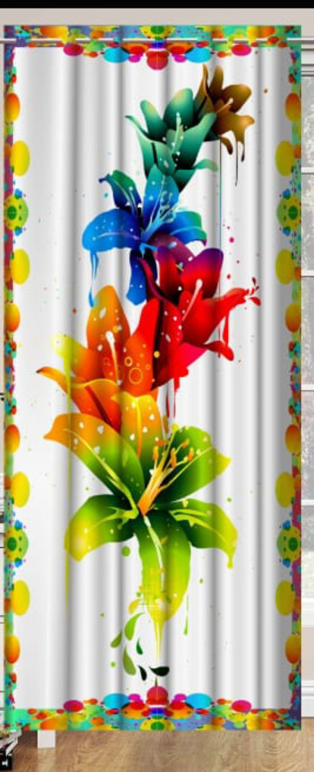 Image of Flipkart SmartBuy 274 cm (9 ft) Long Door Polyester Curtain (Pack Of 4) (Beige, Floral)