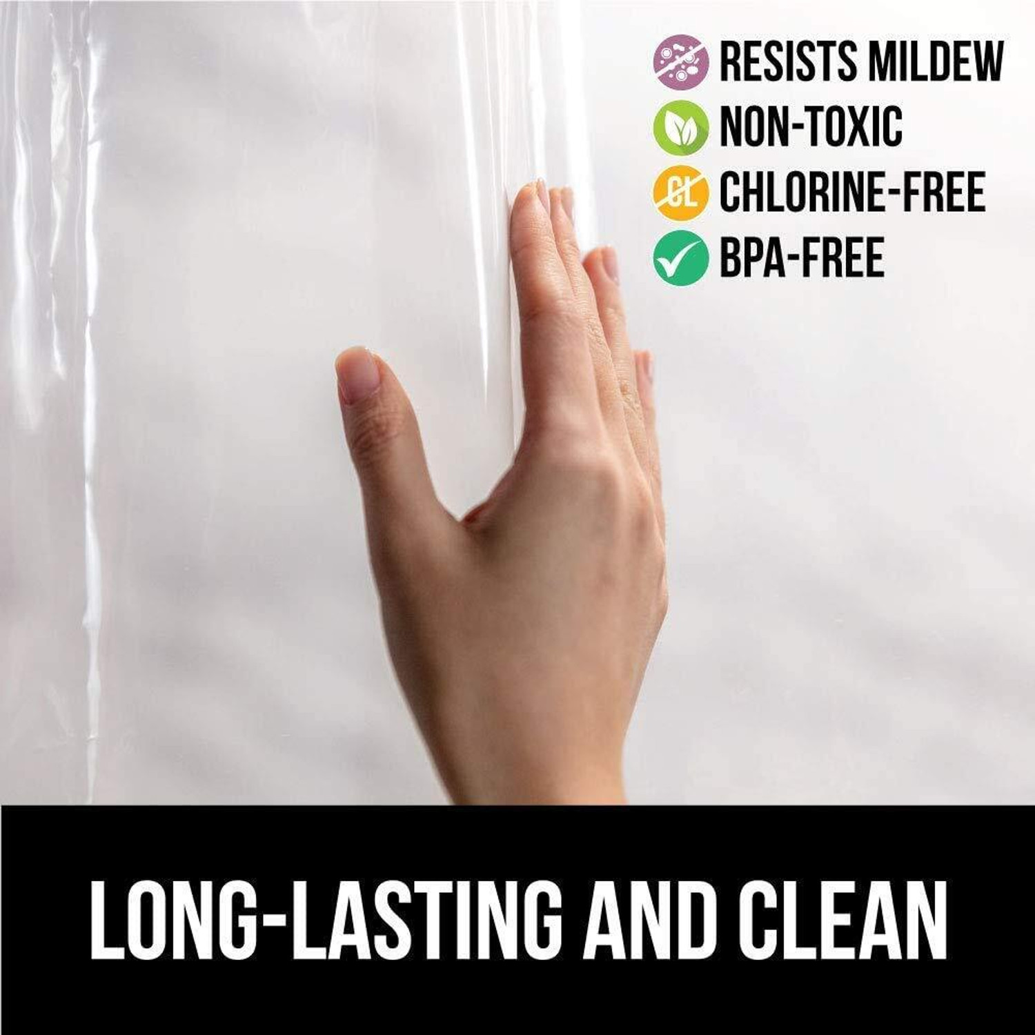 Image of SHAVIN 252 cm (8 ft) Shower PVC Transparent Curtain Single Curtain (TRANSPARENT, Plain, Solid)